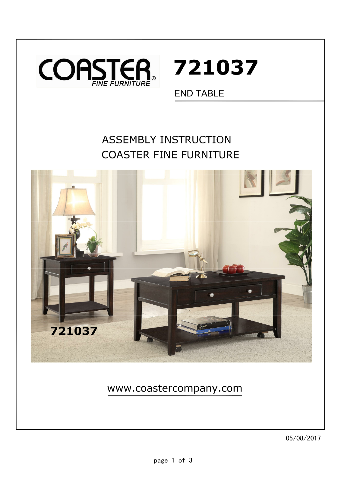 Coaster 721037 Assembly Guide - ManualMachine.com