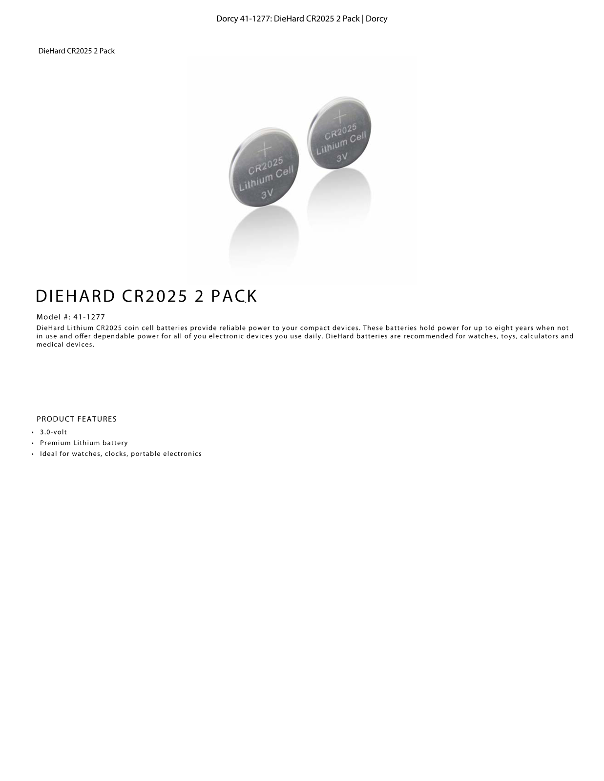 DieHard 41-1277 Data Sheet - ManualMachine.com