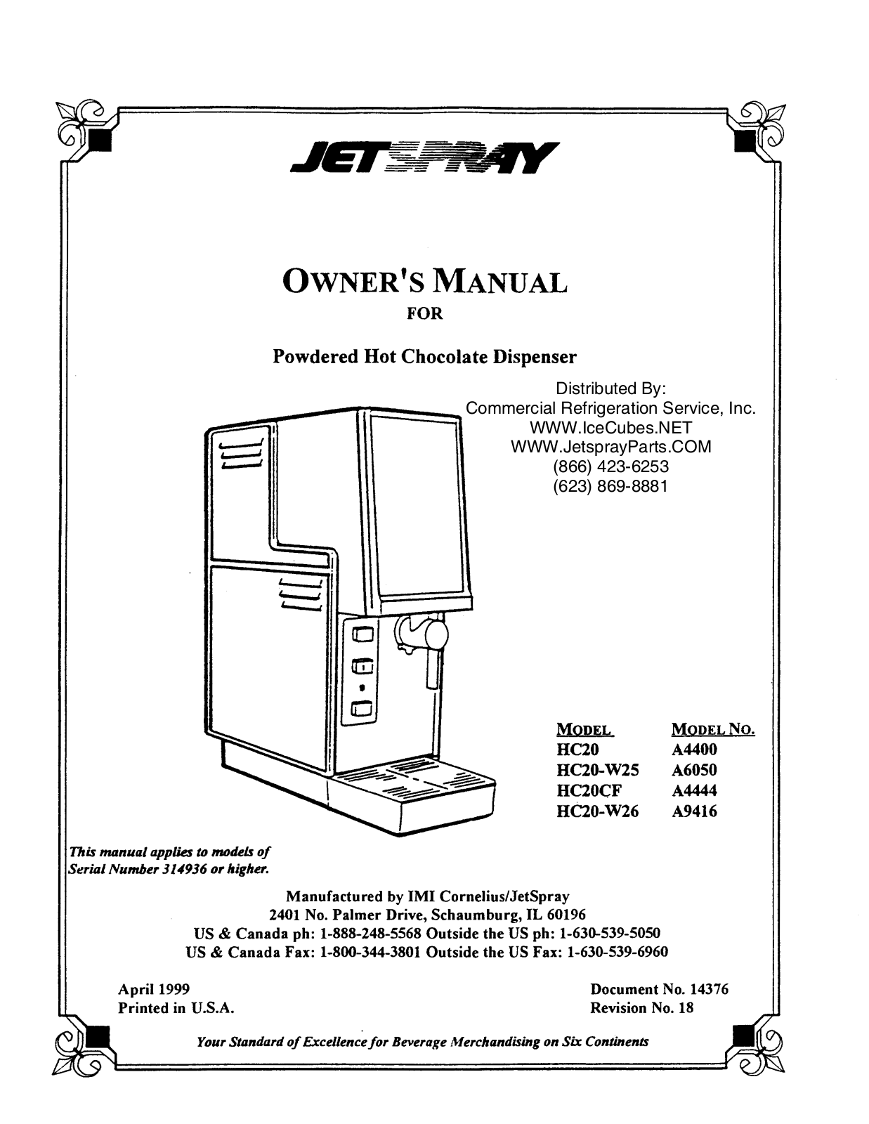 Jet Spray A4400 Installation  Manual