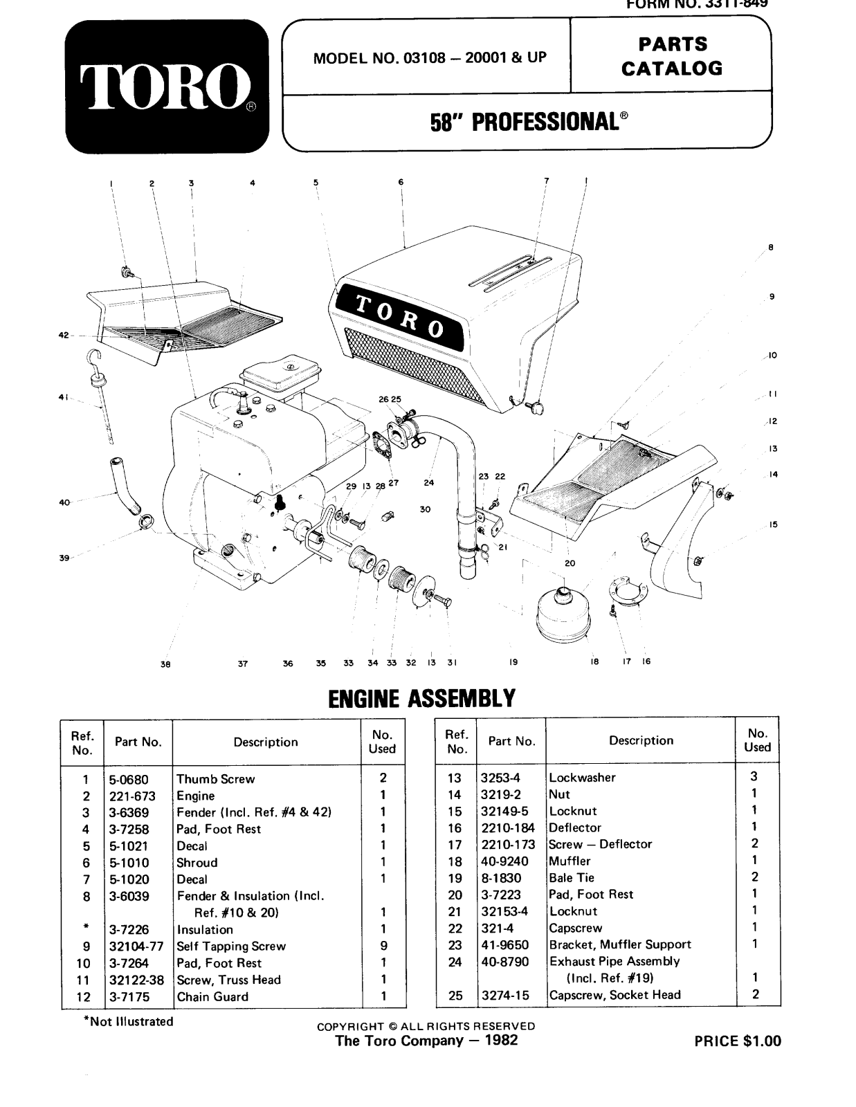 Toro 3108 Parts Catalogue