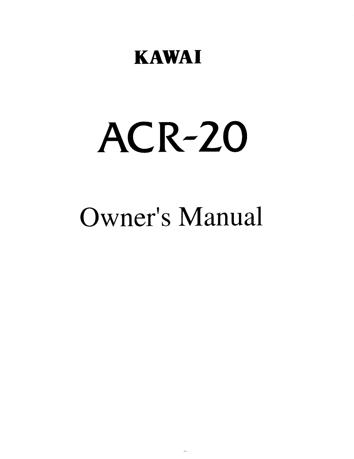 Kawai ACR-20 User Manual