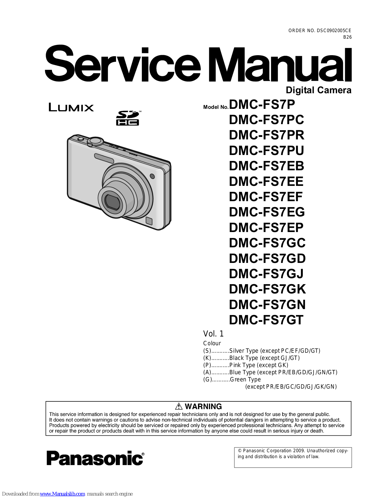 Panasonic Lumix DMC-FS7PC, Lumix DMC-FS7EB, Lumix DMC-FS7PR, Lumix DMC-FS7PU, Lumix DMC-FS7EE Service Manual