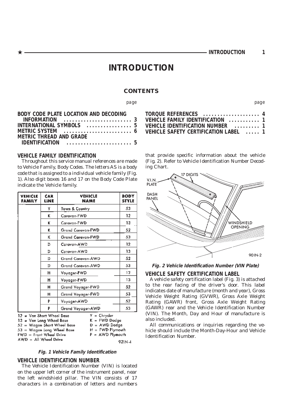 Chrysler Voyager 1992 User Manual