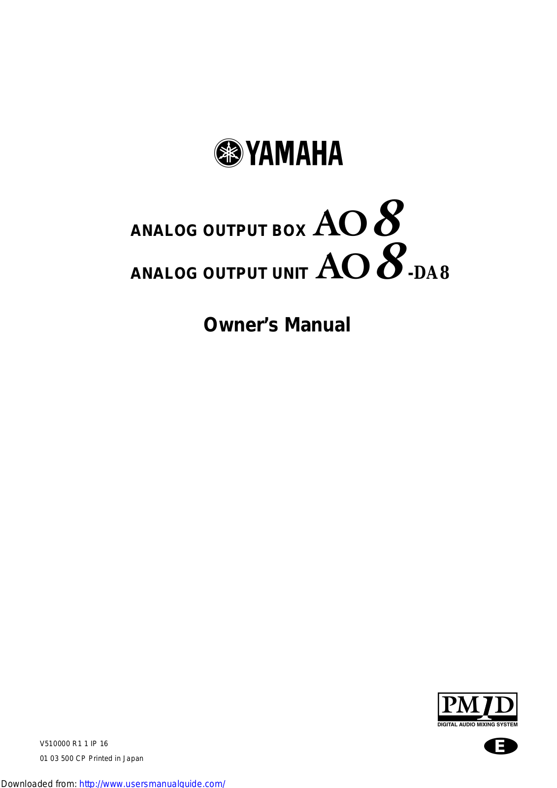 Yamaha Audio AO8, AO8-DA8 User Manual