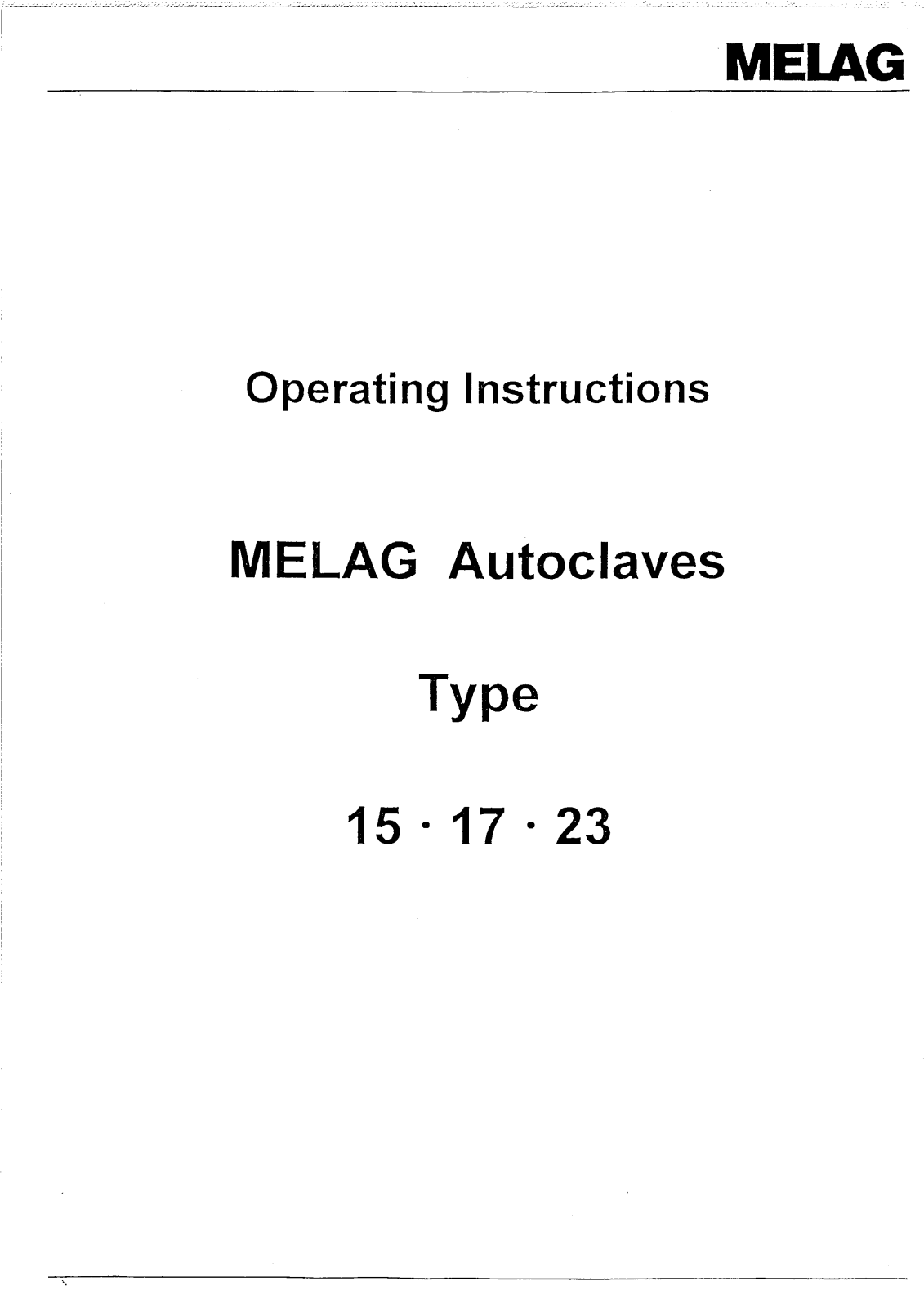 Melag 15-17-23 User manual