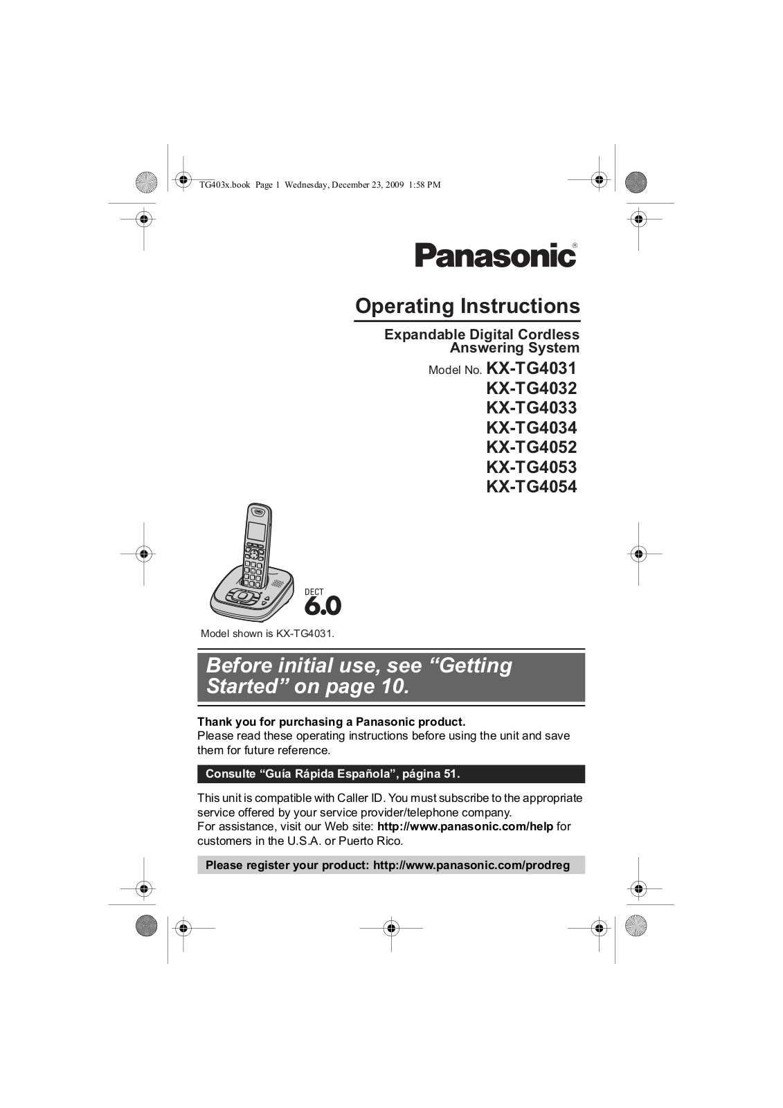 Panasonic KXTG4053, KXTG4032, KXTG4034 Operating Instructions