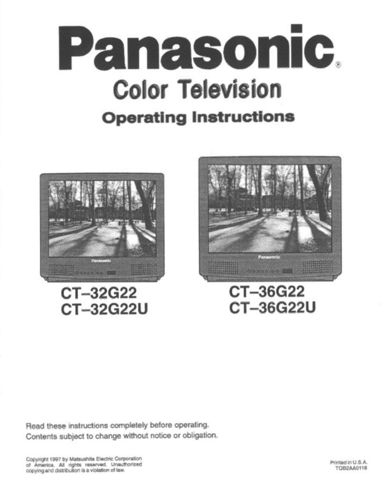 Panasonic CT-36G22V User Manual