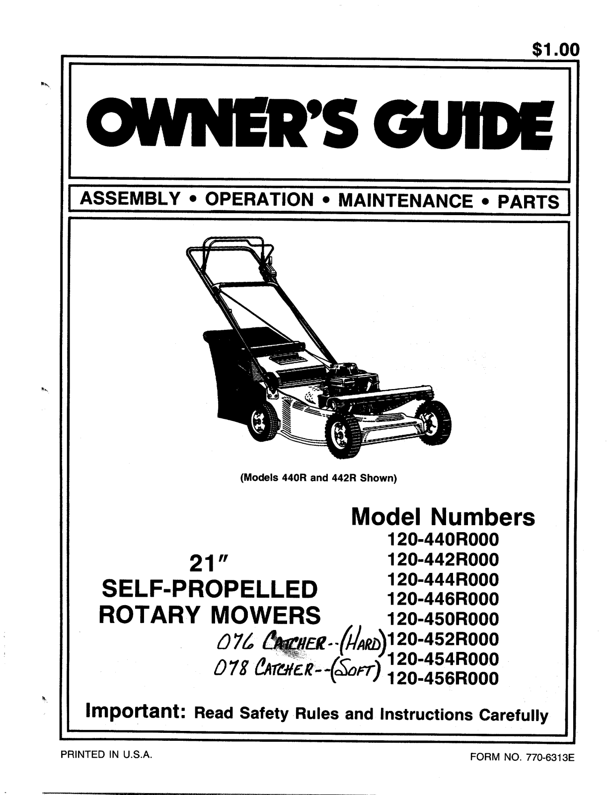 Bolens 120-440R000 User Manual