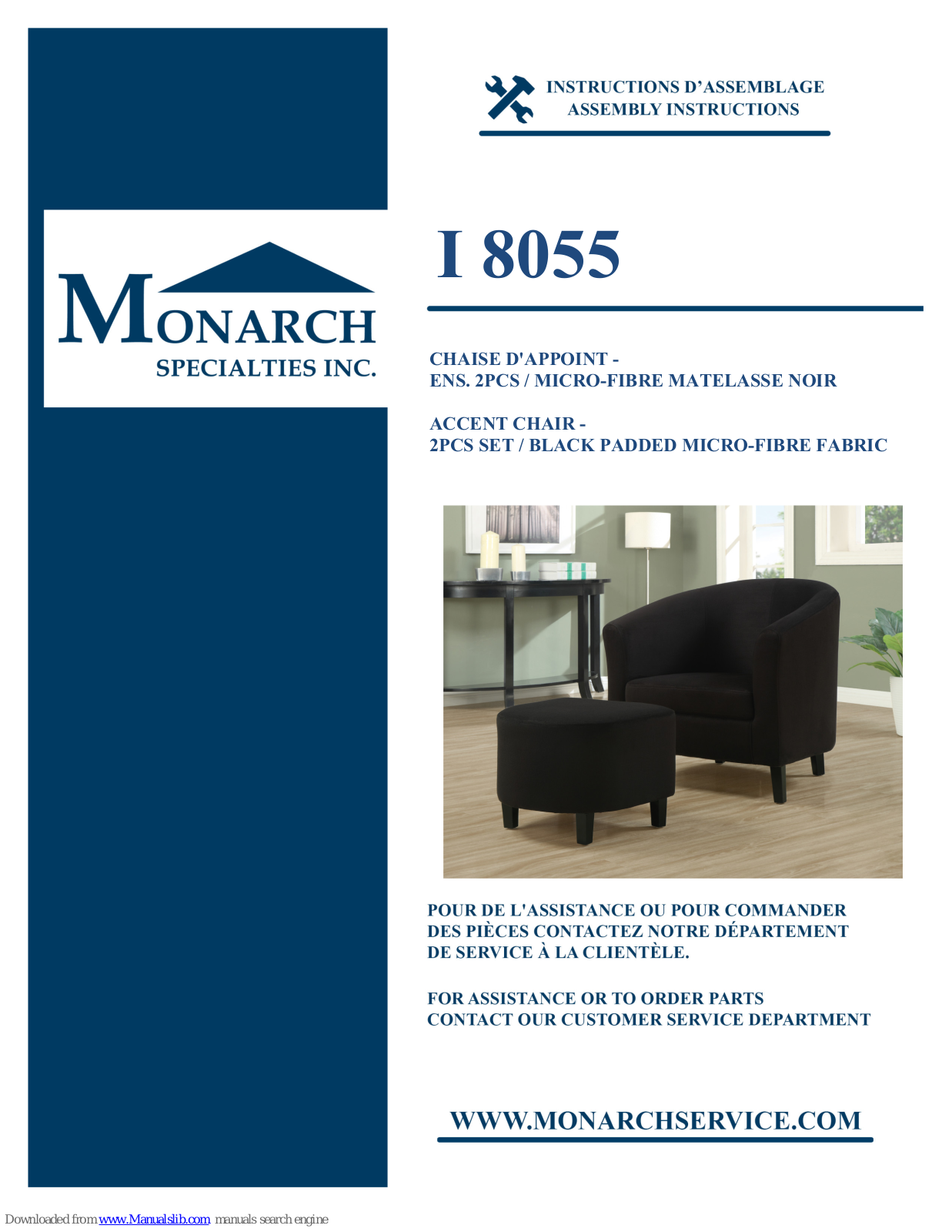 Monarch Specialties I 8055 Assembly Instructions Manual