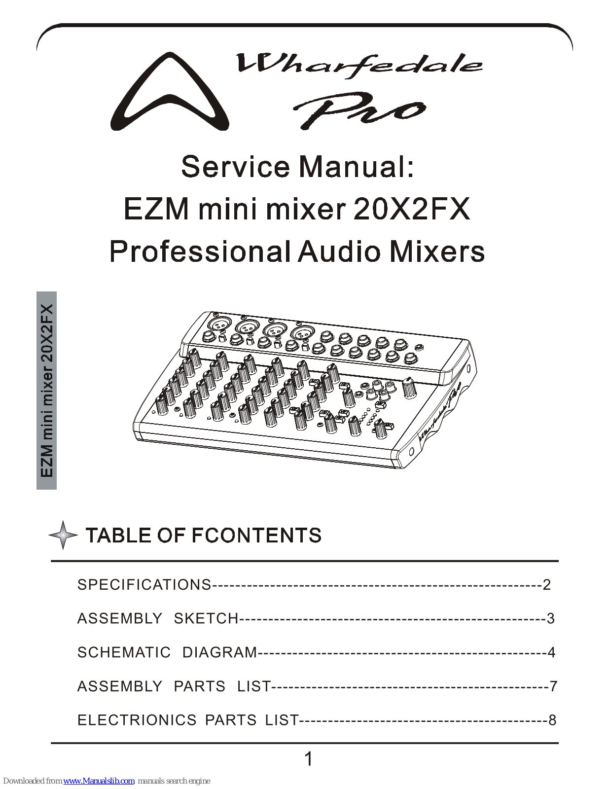 Wharfedale Pro EZM mini mixer 20X2FX Service Manual