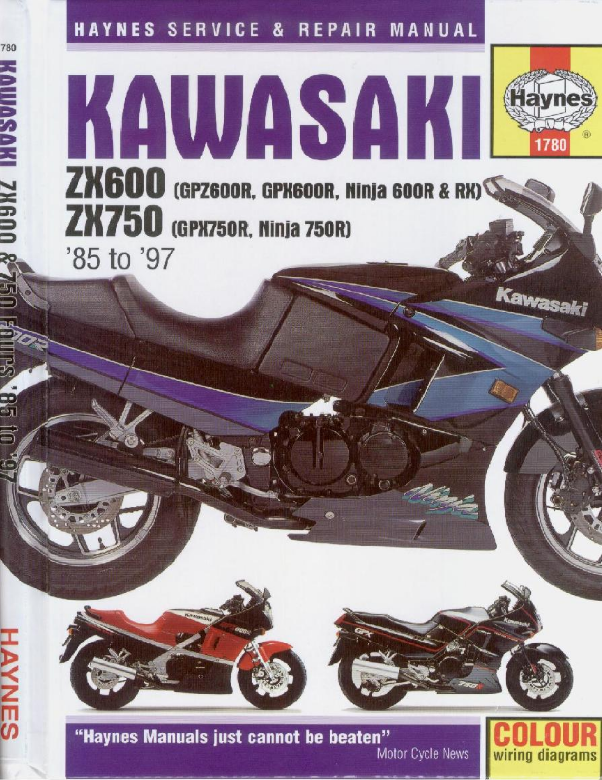 Kawasaki GPz 600R, GPX600 R, Ninja 600 R  RX, GPX750 R, Ninja 750 R 85-97 Service Manual