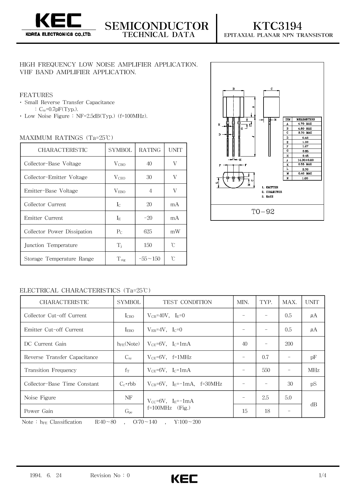 KEC KTC3194 Datasheet