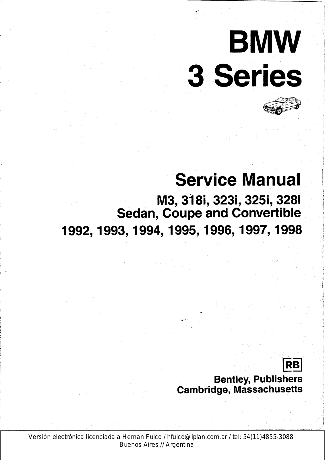 Alpina M3 1992, 328 1992 1998, M3 1992 1998, 323 1992 1998, 325 1992 1998 User Manual