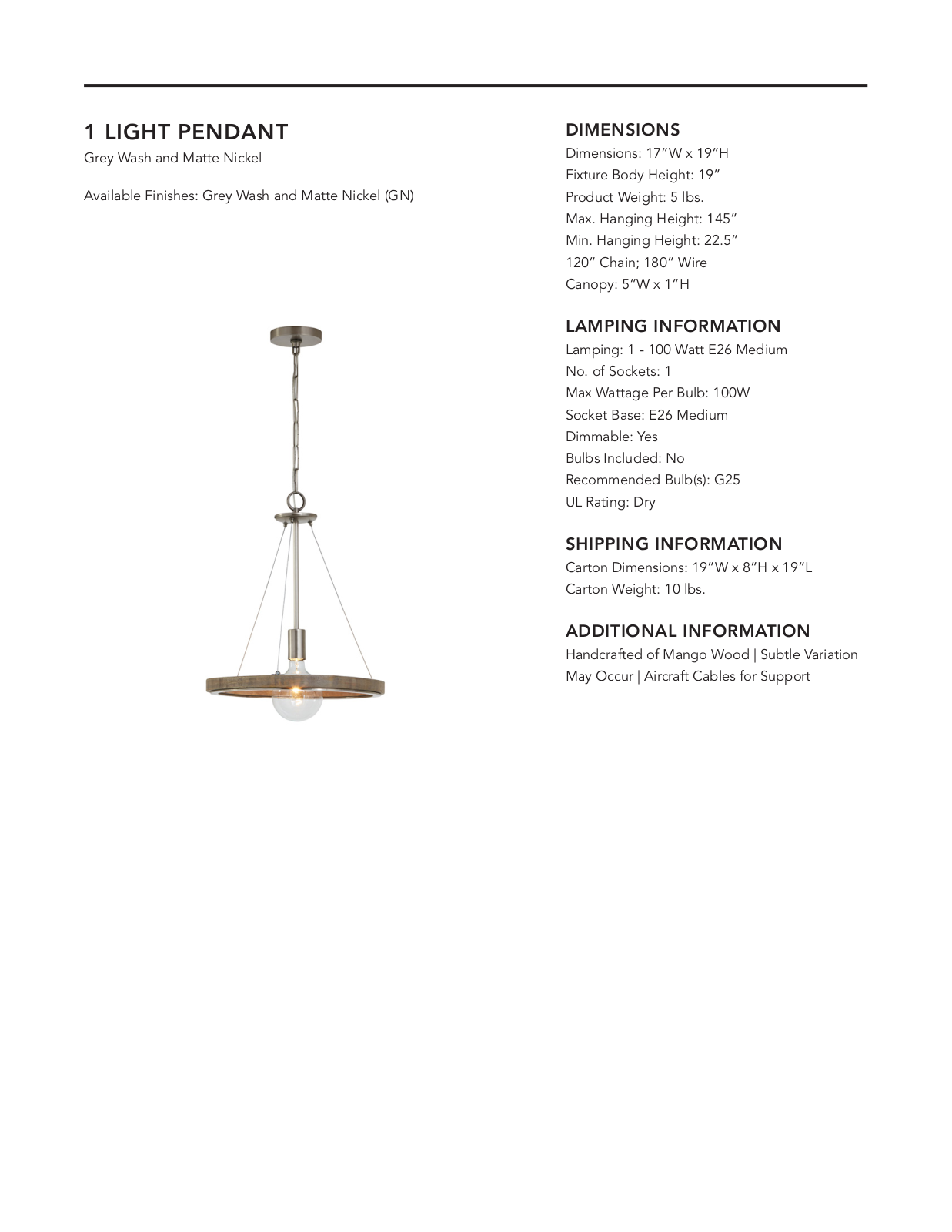 Union Rustic W001058482 Specifications - ManualMachine.com