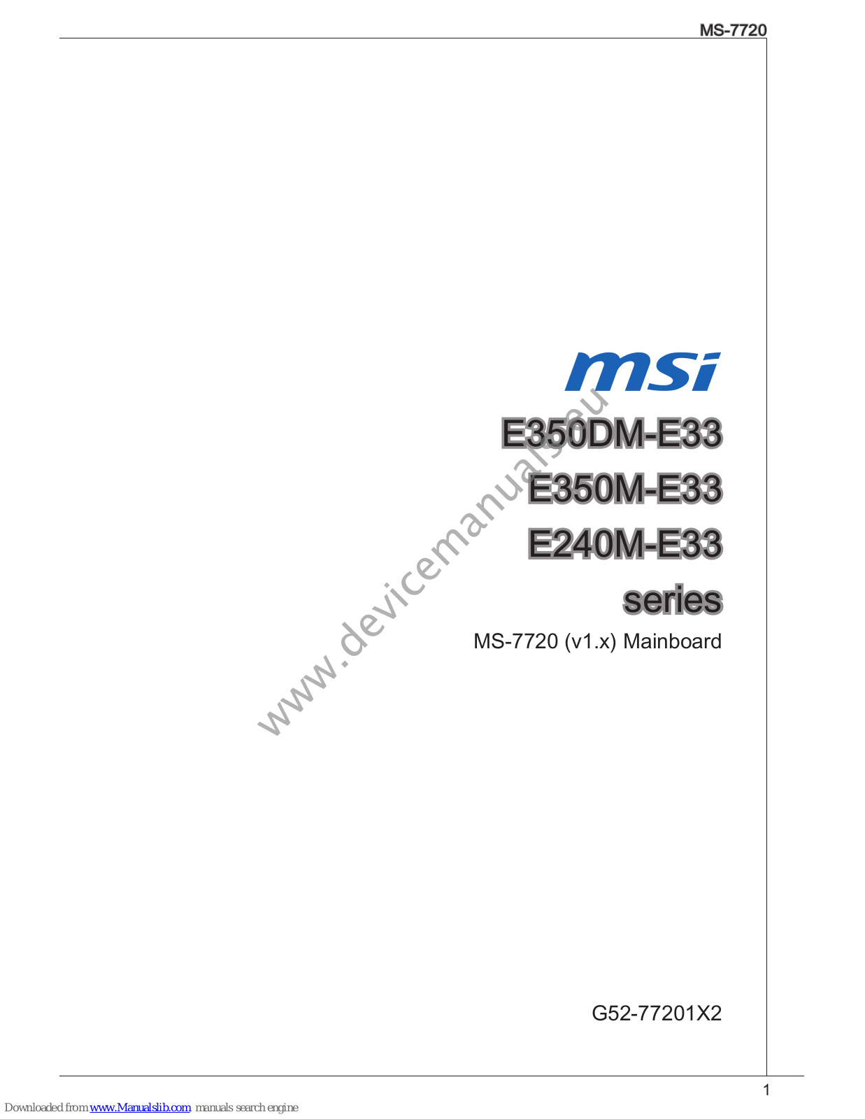 MSI E350DM-E33, E350M-E33, E240M-E33, MS-7720 User Manual