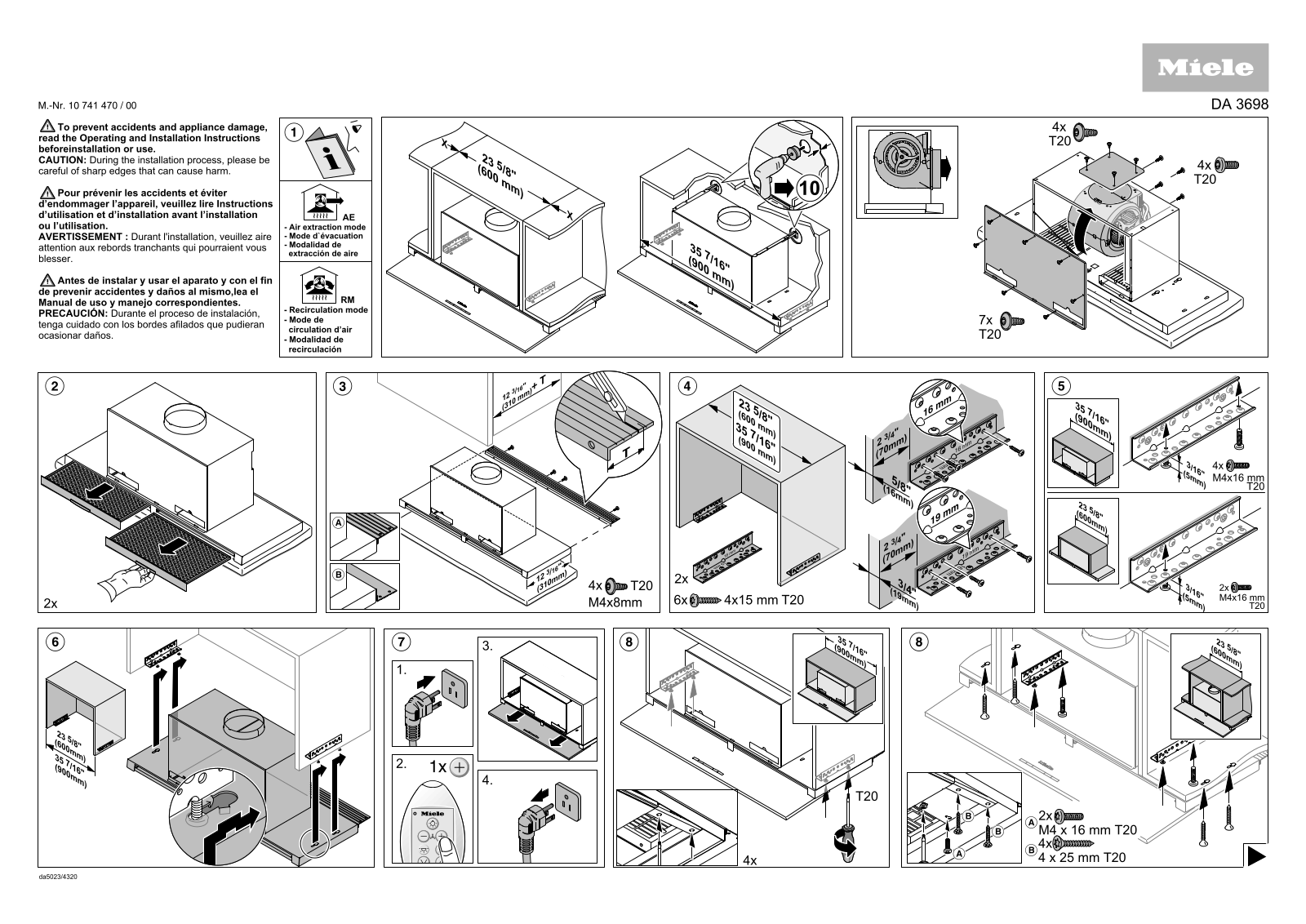 Miele DA 3698 Assembly plan