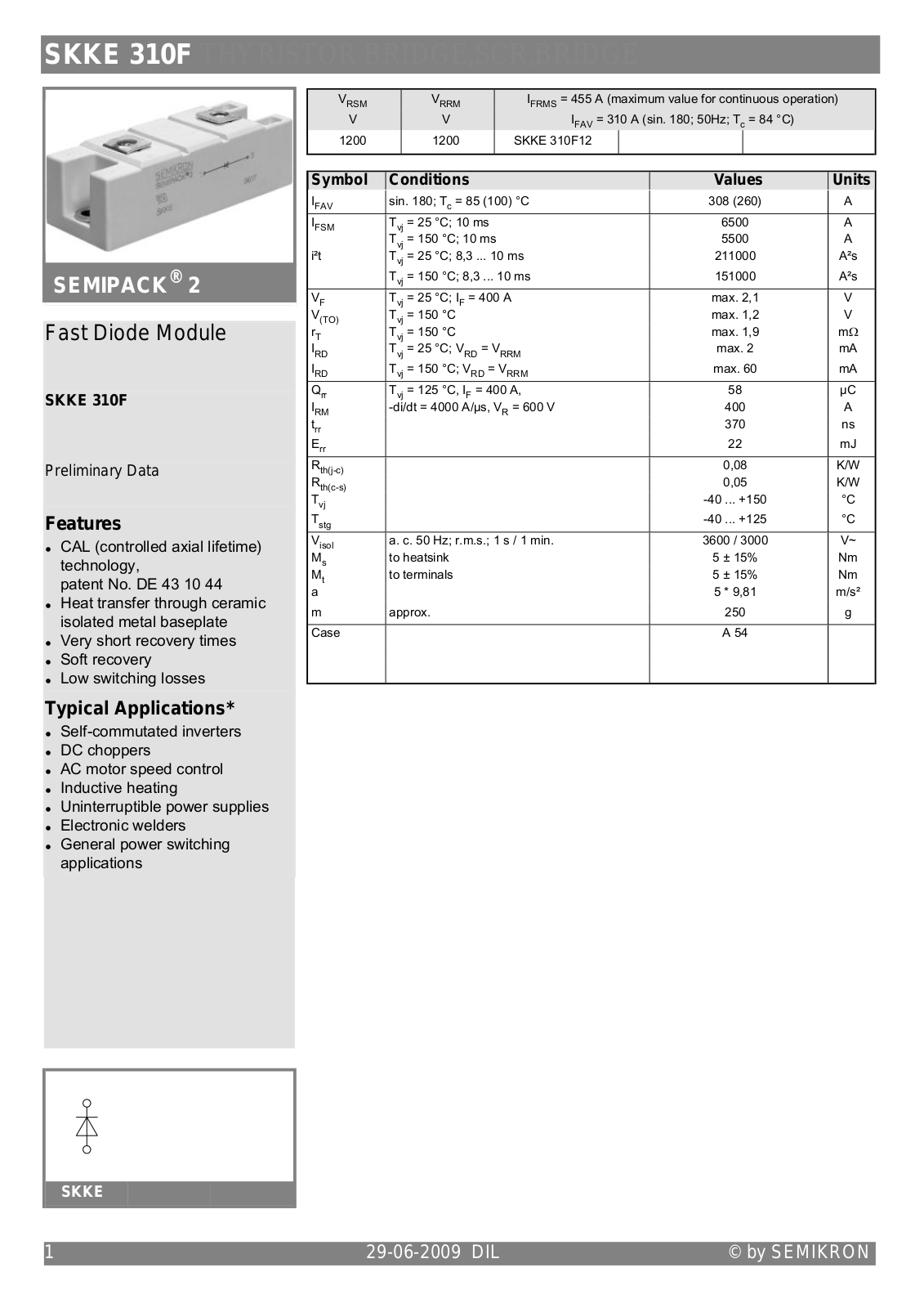 Semikron SKKE310F Data Sheet