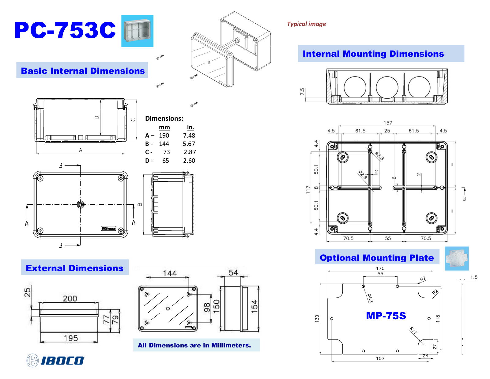 Iboco PC-753C Dimensional Sheet