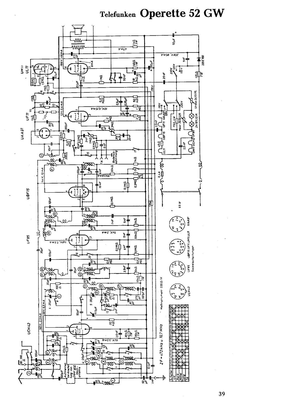 Telefunken Operette-52-GW Schematic