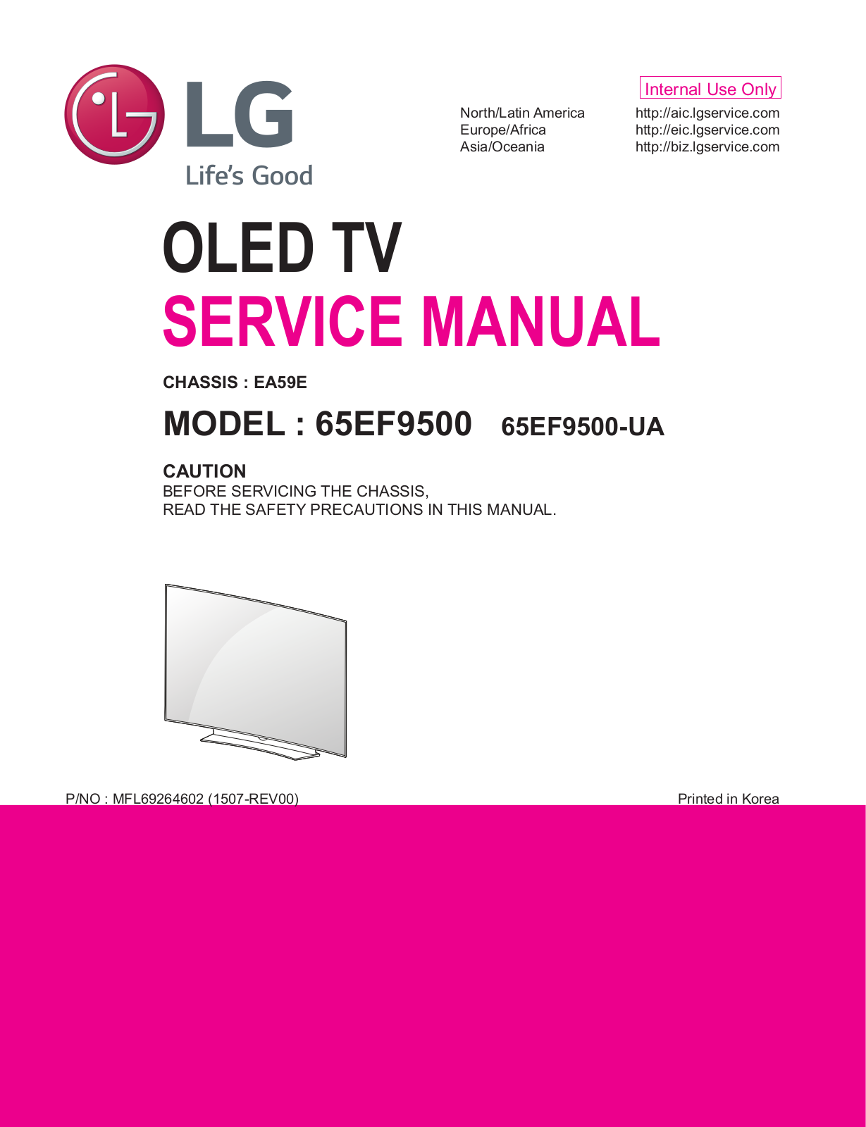 LG 65EF9500, 65EG9600, 65EG9600-UB, 65EF950 Series, 65EF950-ZA Series Service Manual