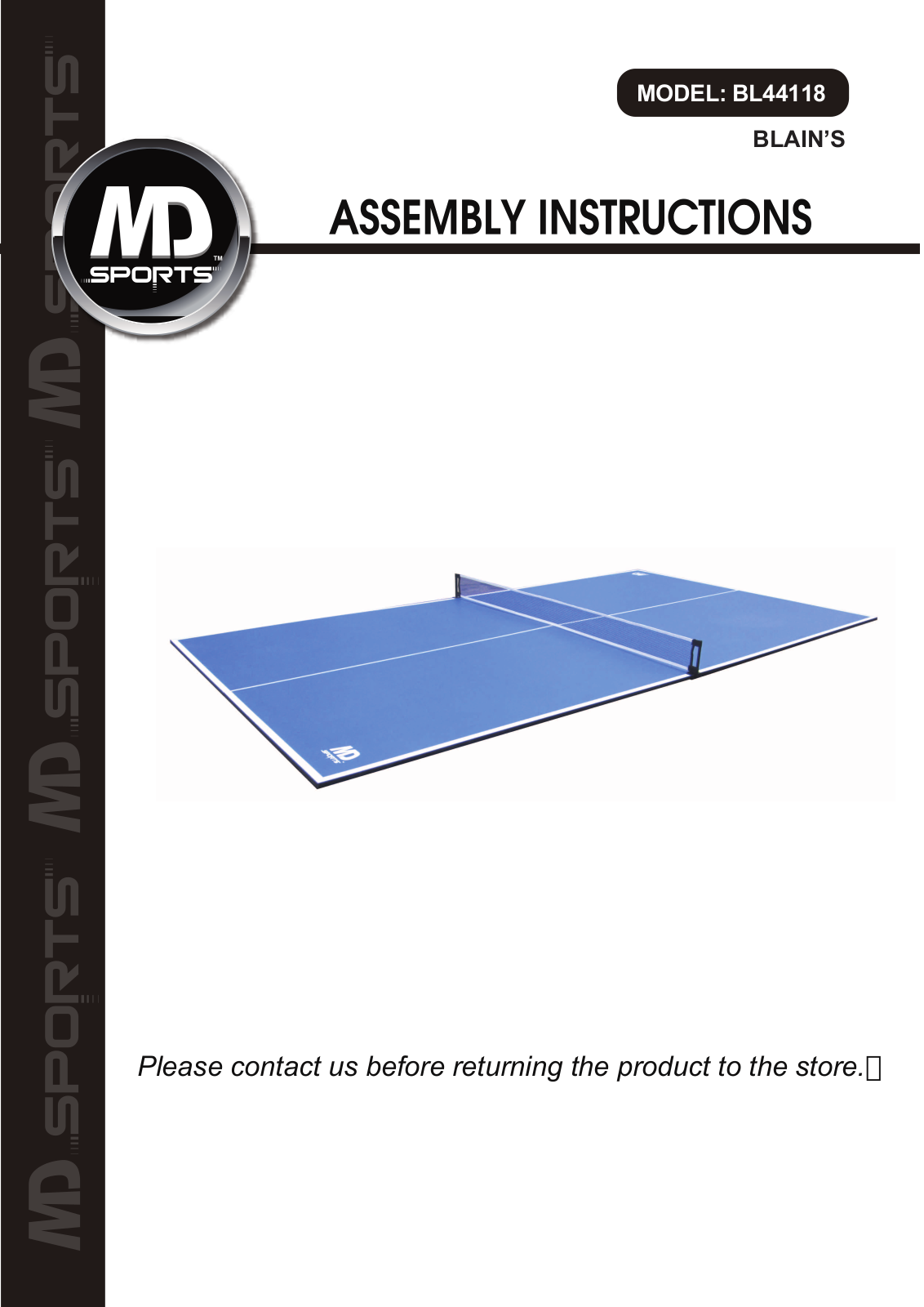 Medal Sports BL44118 User Manual