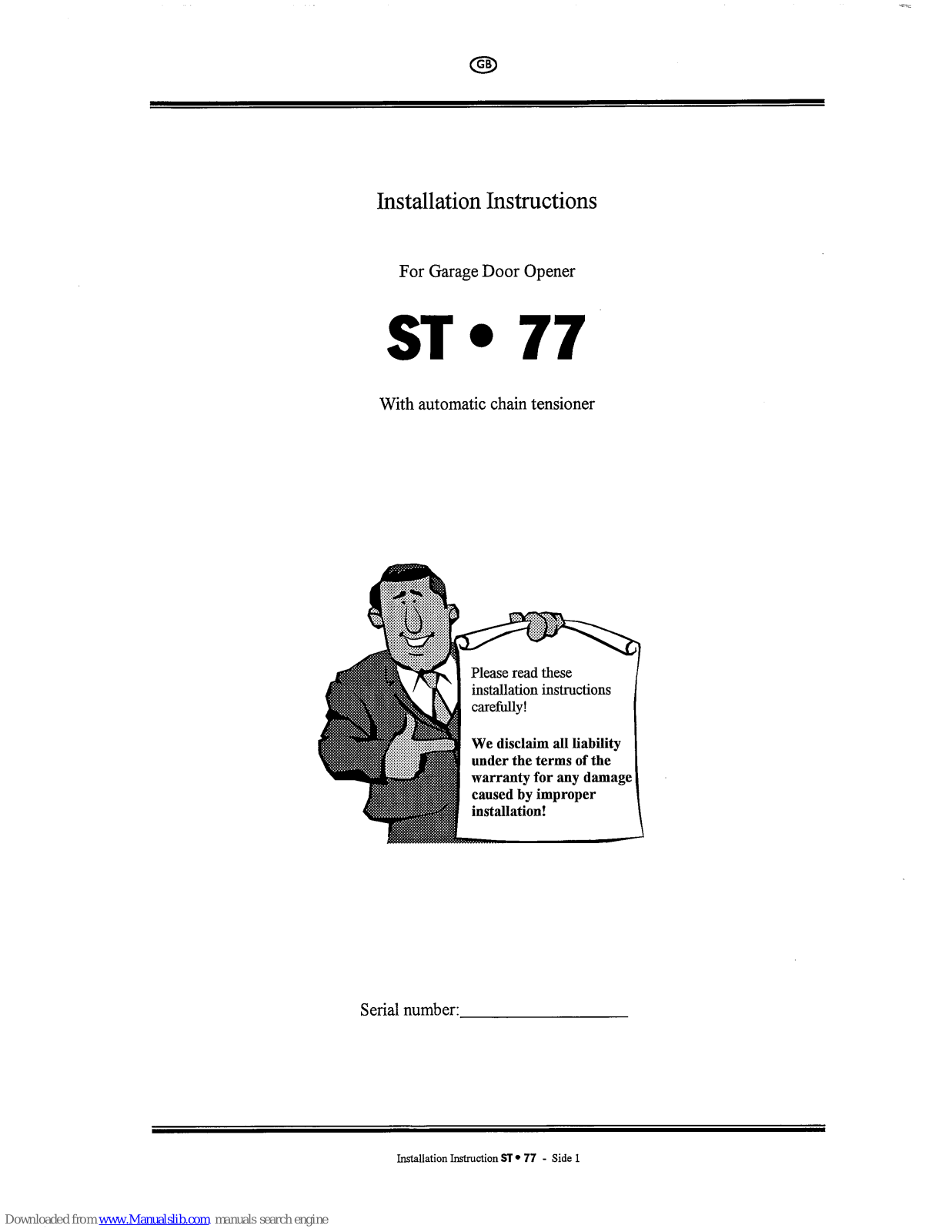 Seip ST 77 Installation Instructions Manual