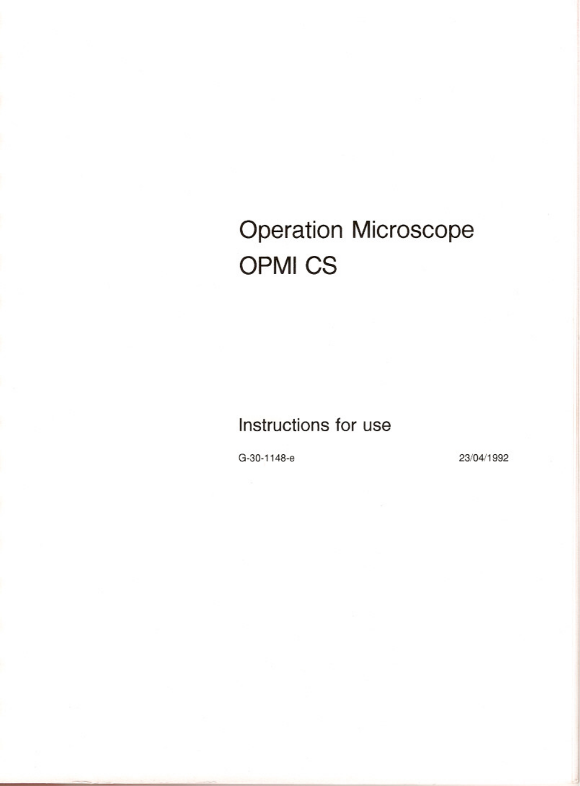 Zeiss OPMI CS User Manual