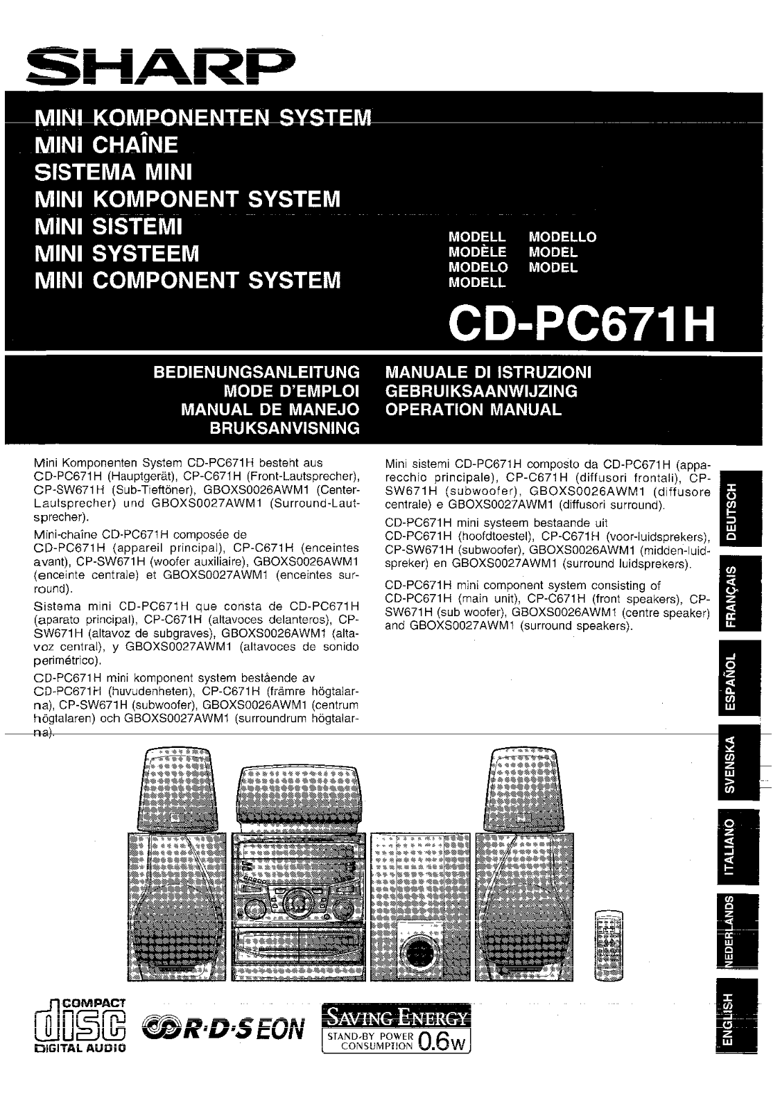 Sharp CD-PC671H User Manual