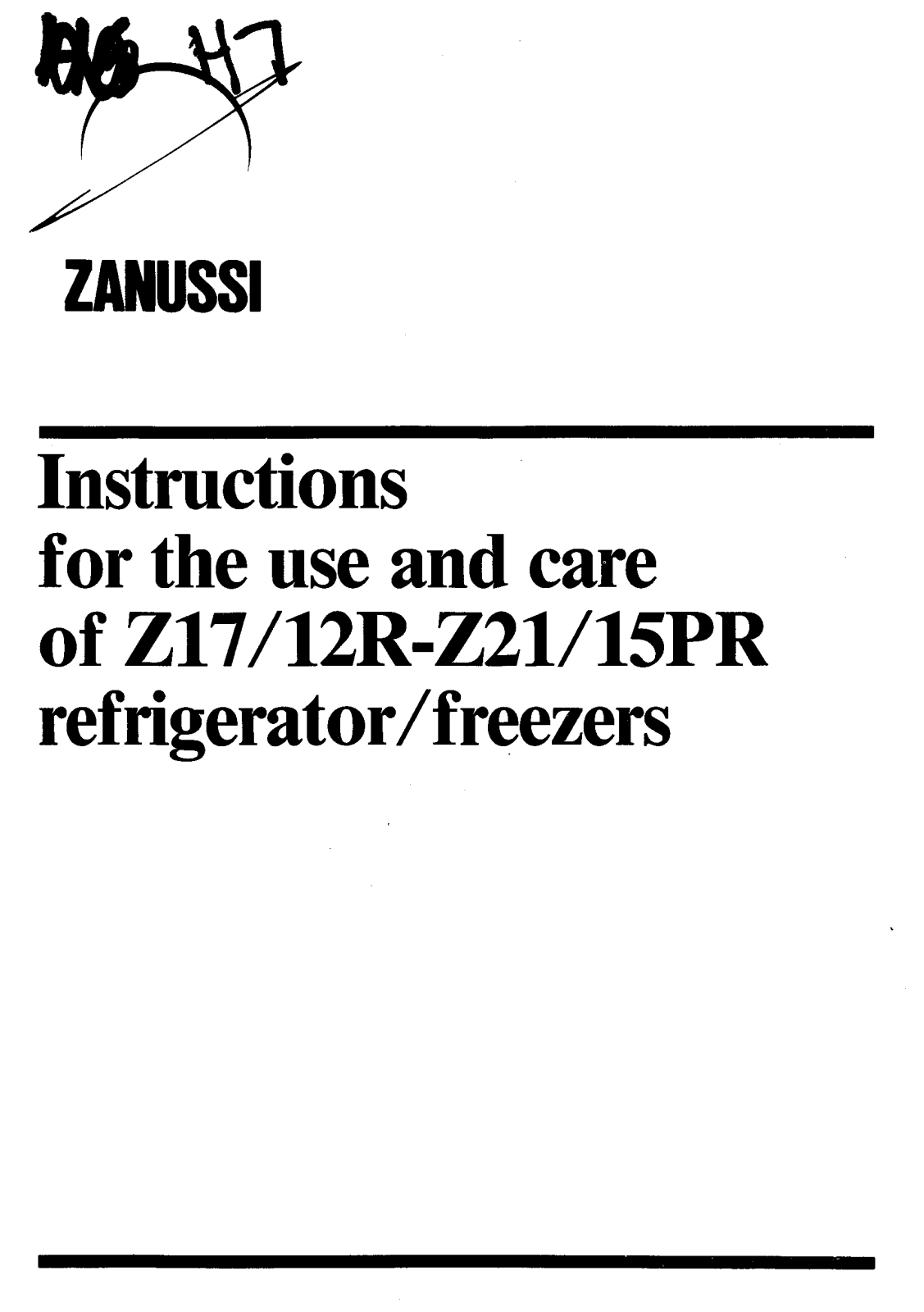 Zanussi 12R-Z21 User Manual