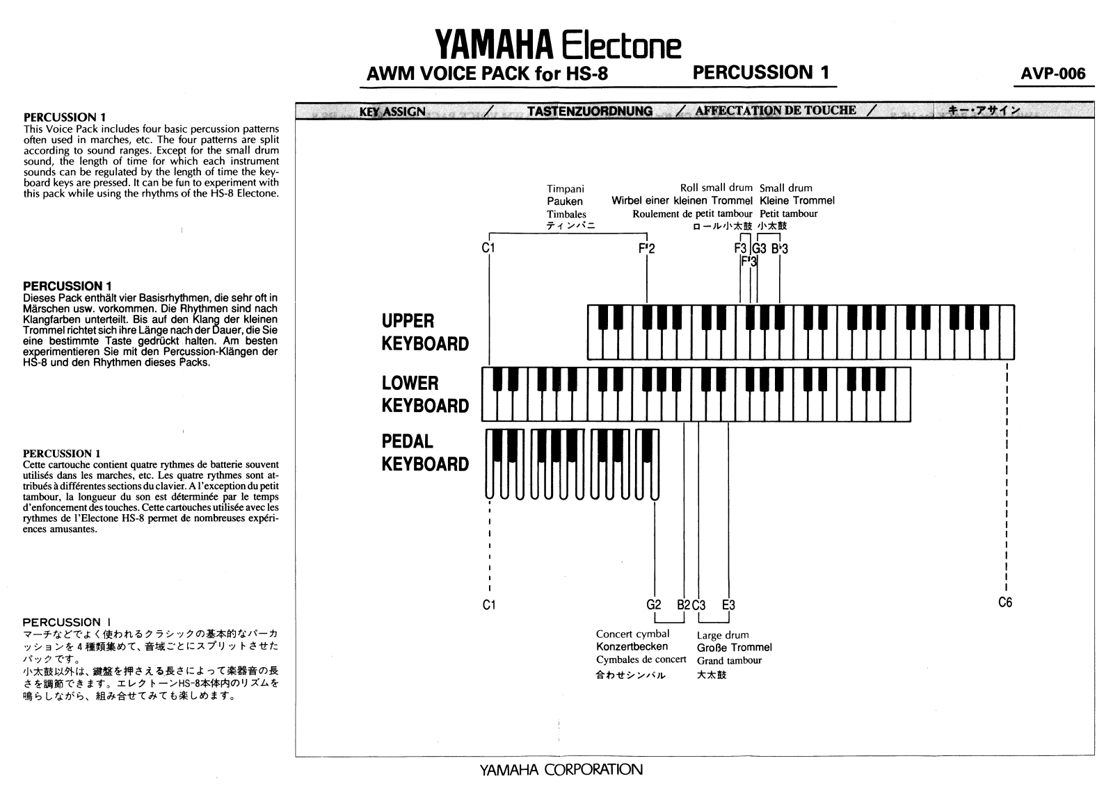 Yamaha AVP-006 Owner's Manual