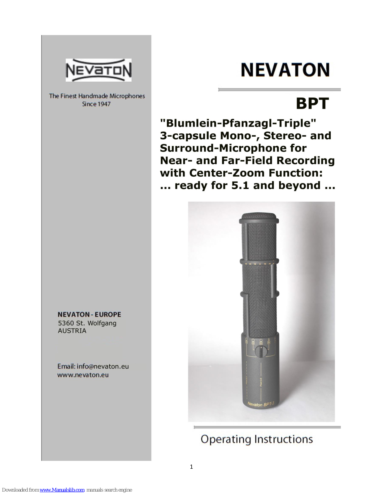 NEVATON BPT Operating Instructions Manual - ManualMachine.com
