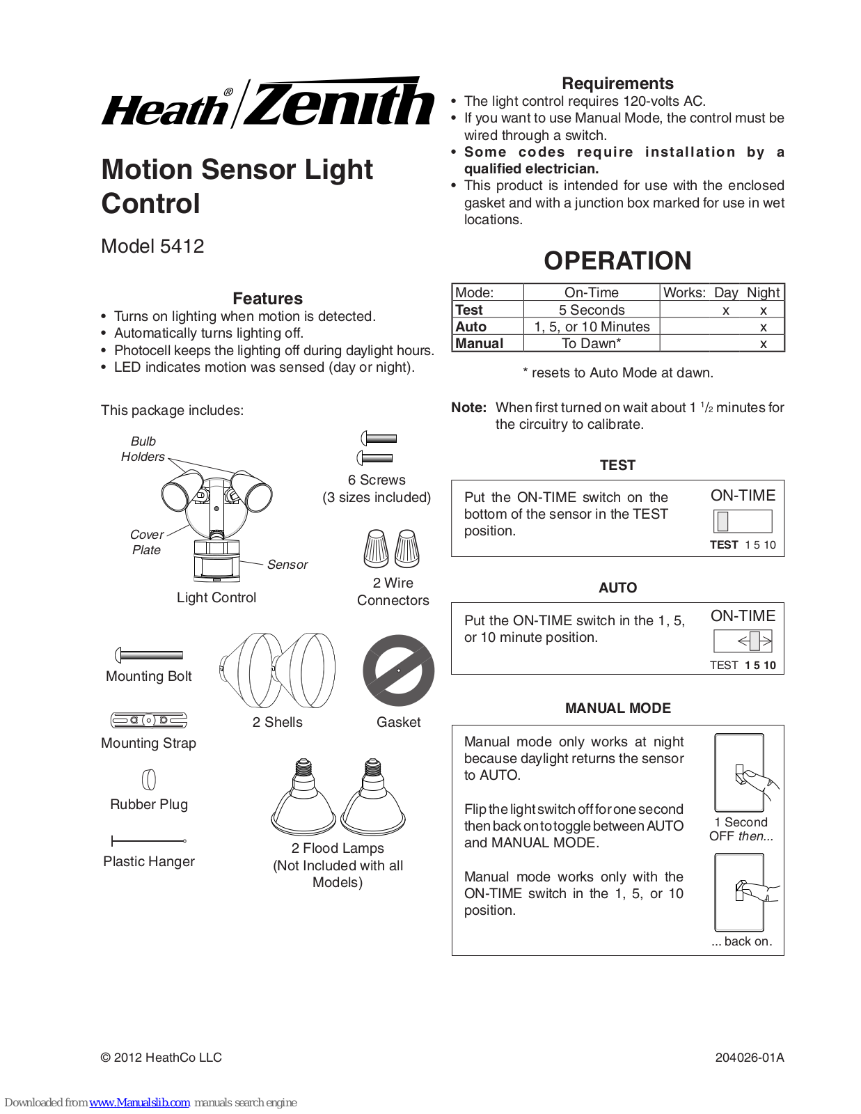 Heath Zenith 5412 User Manual