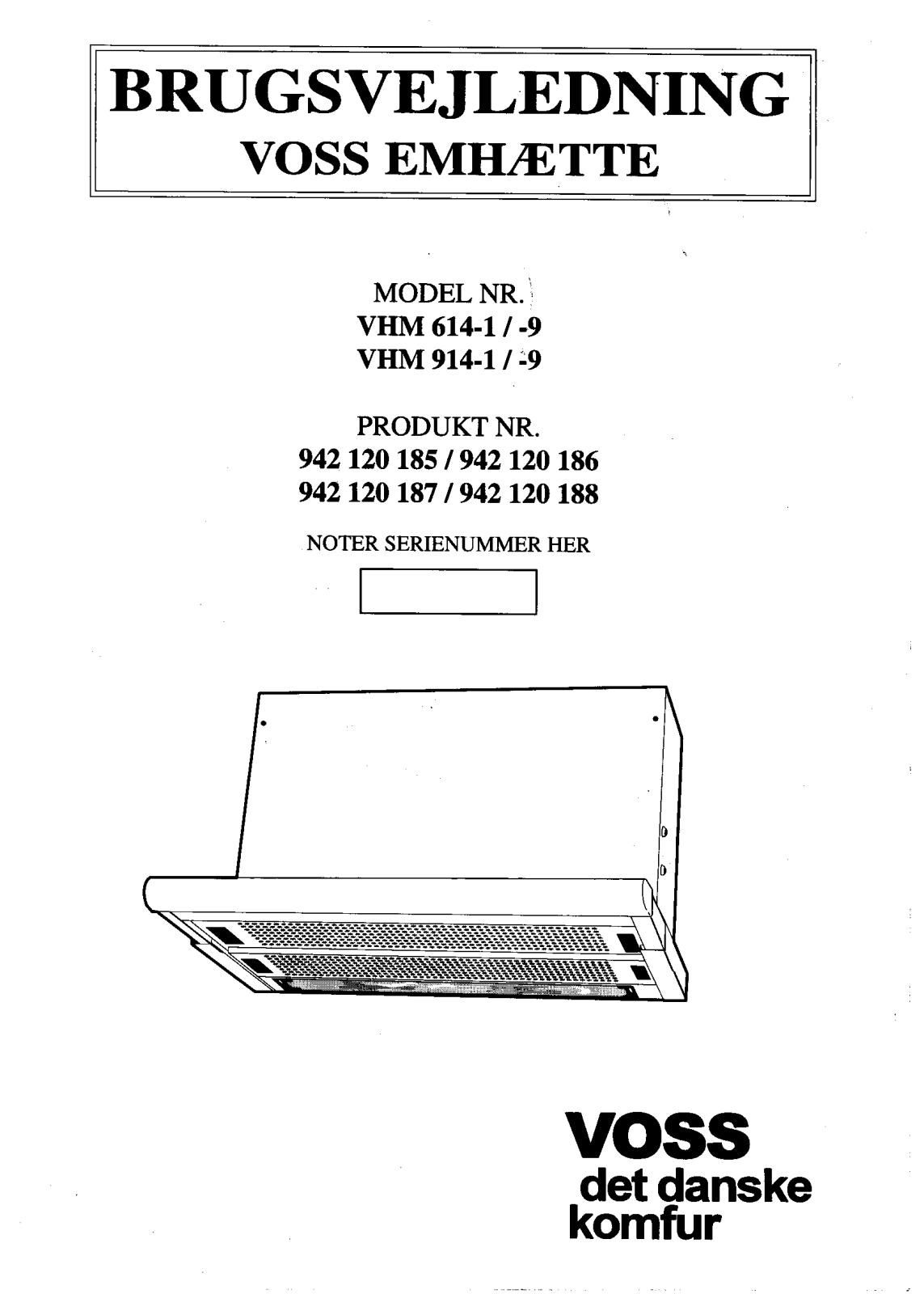Voss VHM614-9, VHM914-9, VHM914-1, VHM614-1 User Manual
