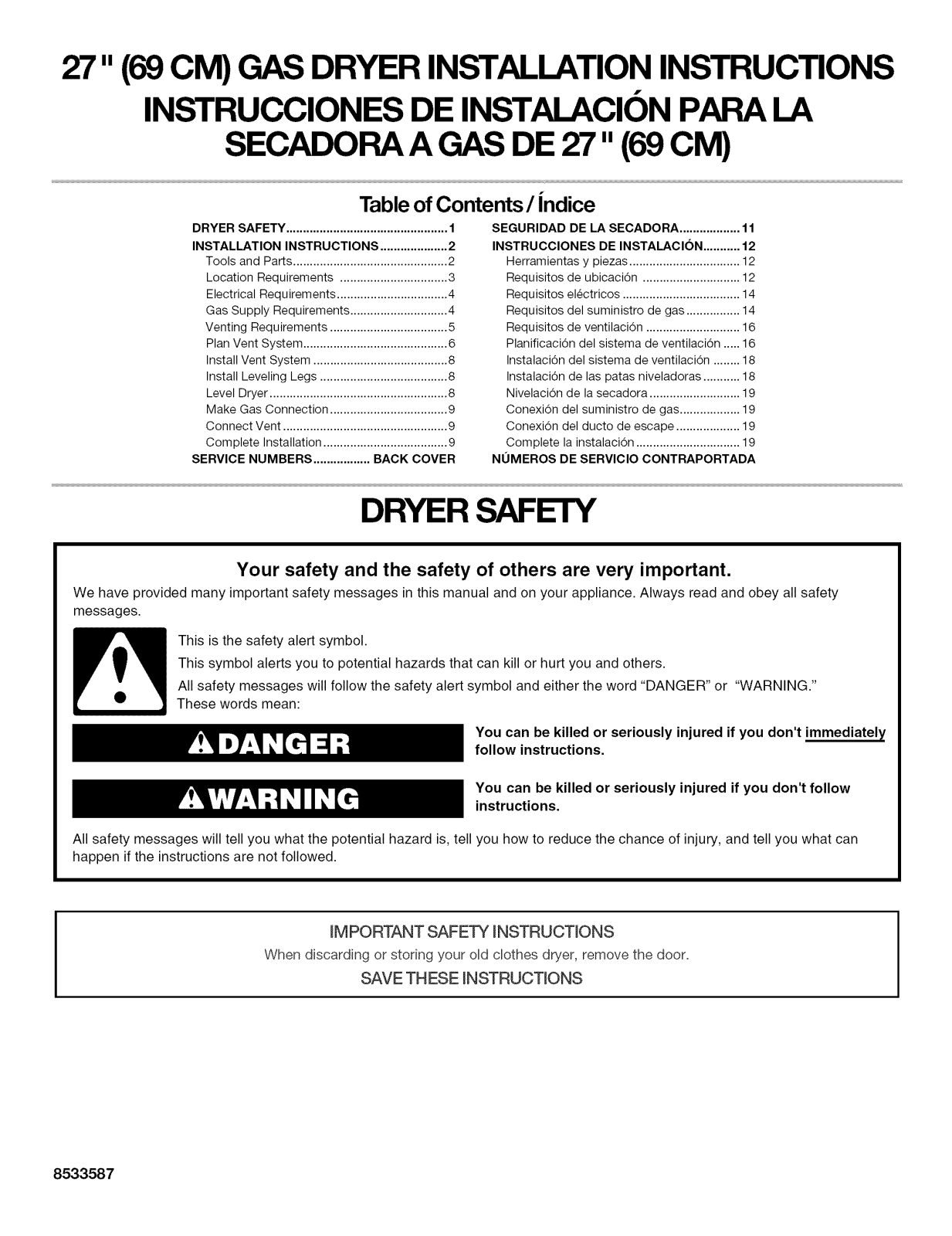 Kenmore 11074894401, 11078722700, 11078732700, 11078822700, 11078832700 Installation Guide - ManualMachine.com