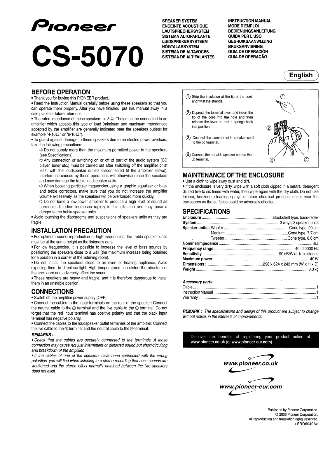 Pioneer CS-5070 Instruction Manual