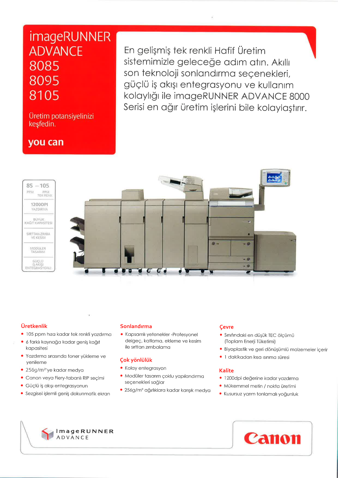 Canon IMAGERUNNER ADVANCE 8095, IMAGERUNNER ADVANCE 8085, IMAGERUNNER ADVANCE 8105 BROCHURE