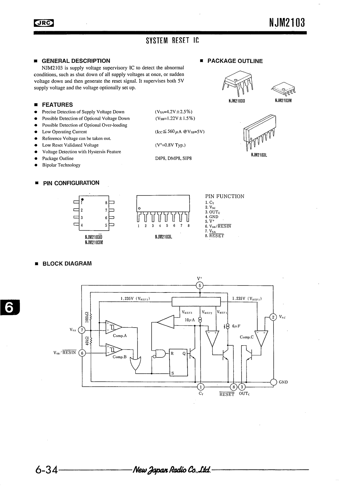 JRC NJM2103D, NJM2103L, NJM2103M Datasheet