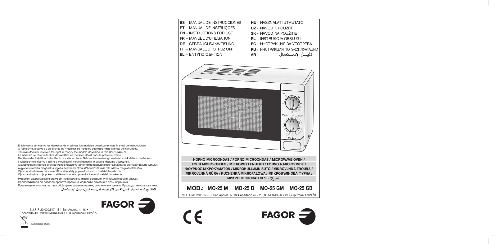 Fagor MO-25GB User Manual