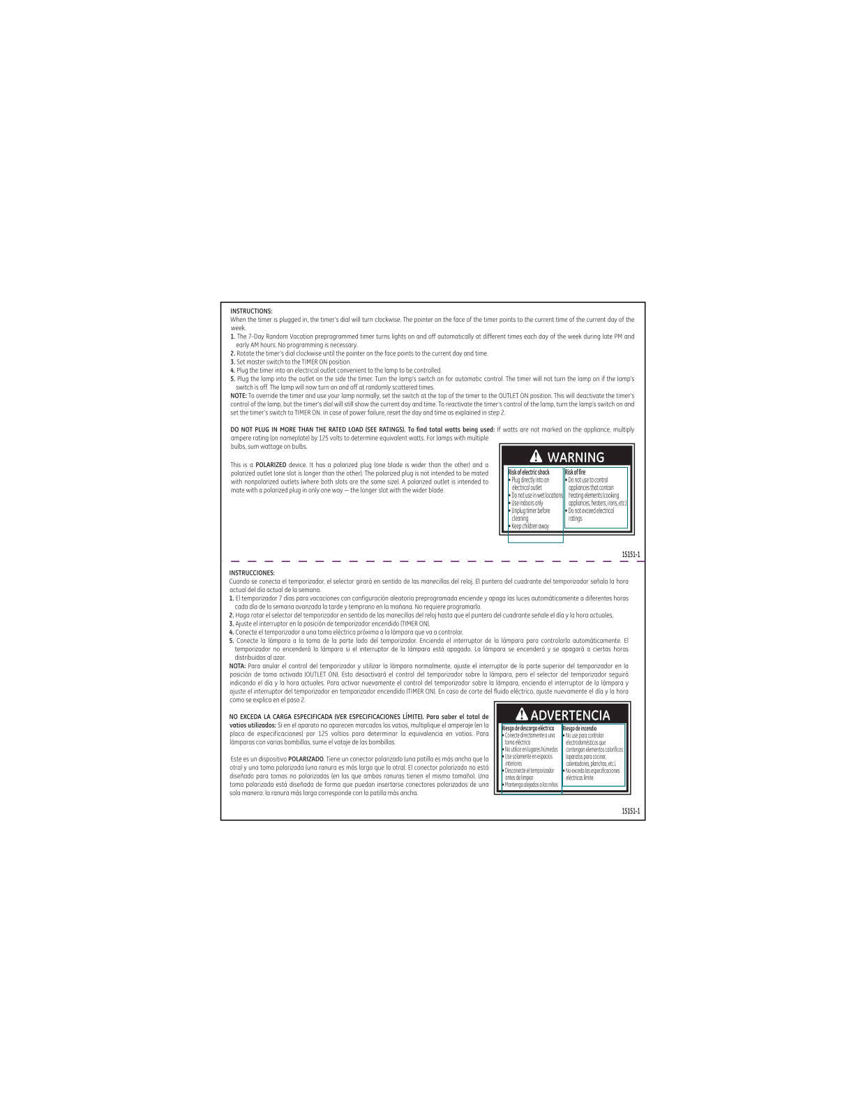 GE PlugIn 15151 Owner's Manual