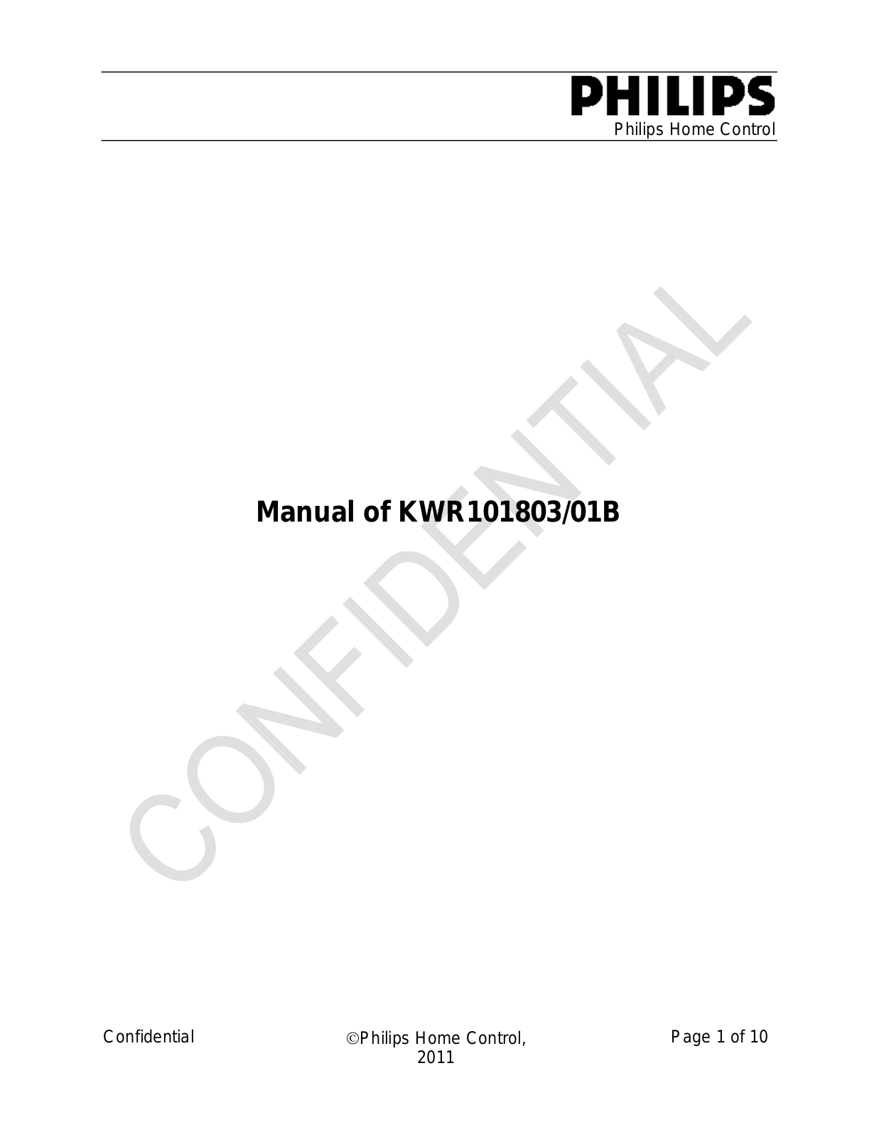 Philips KWR101803 User Manual