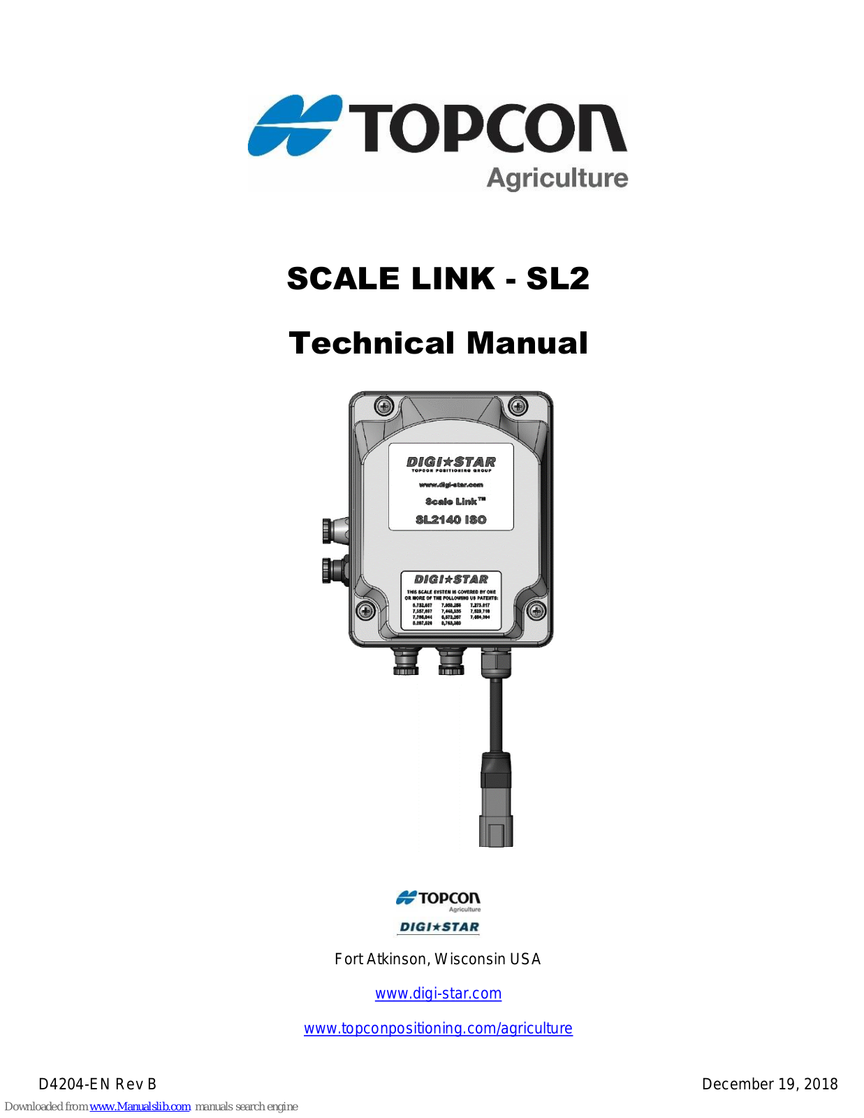 Digistar SCALE LINK SL2, SL2110, SL2140, SL2210, SLC2810 Technical Manual