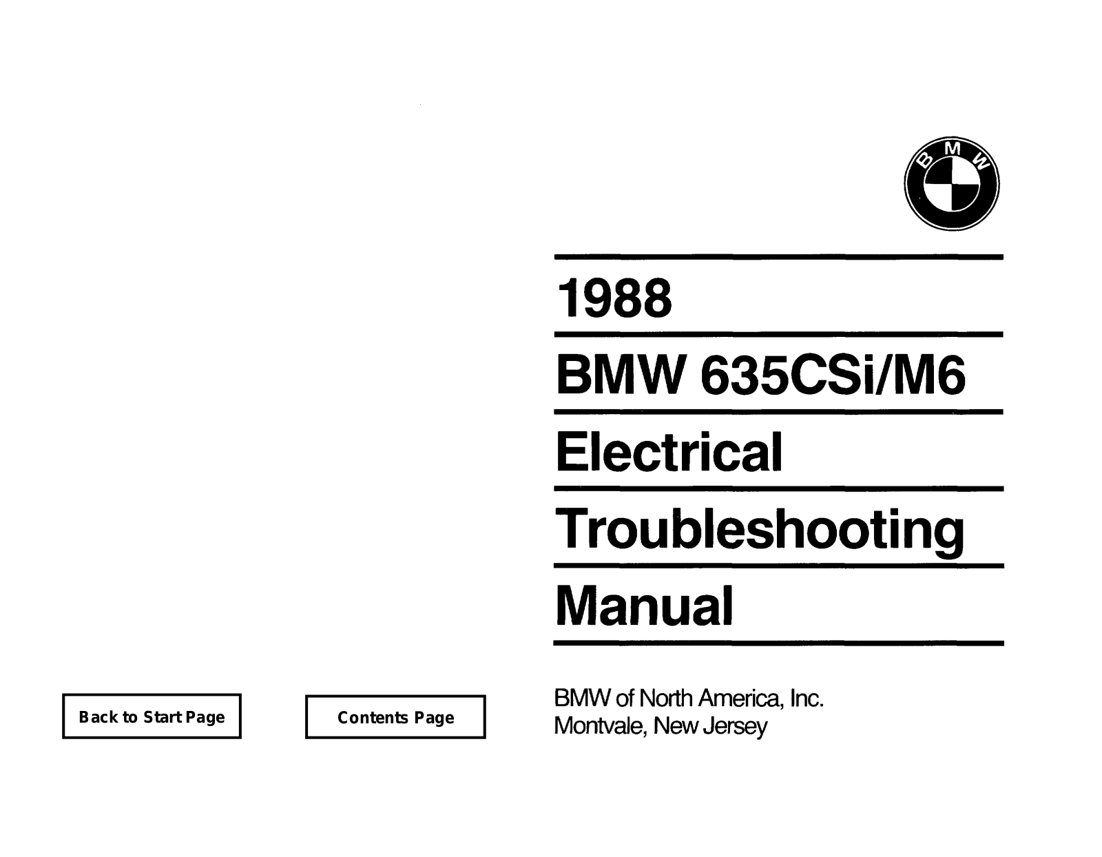 BMW M6 1988 User Manual