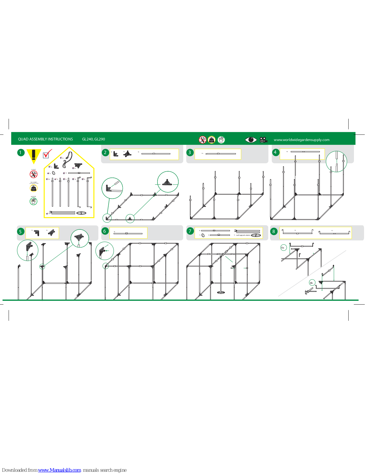 GrowLab GL 40, GL 60, GL 80L, GL 120, GL 145 Assembly Instructions Manual