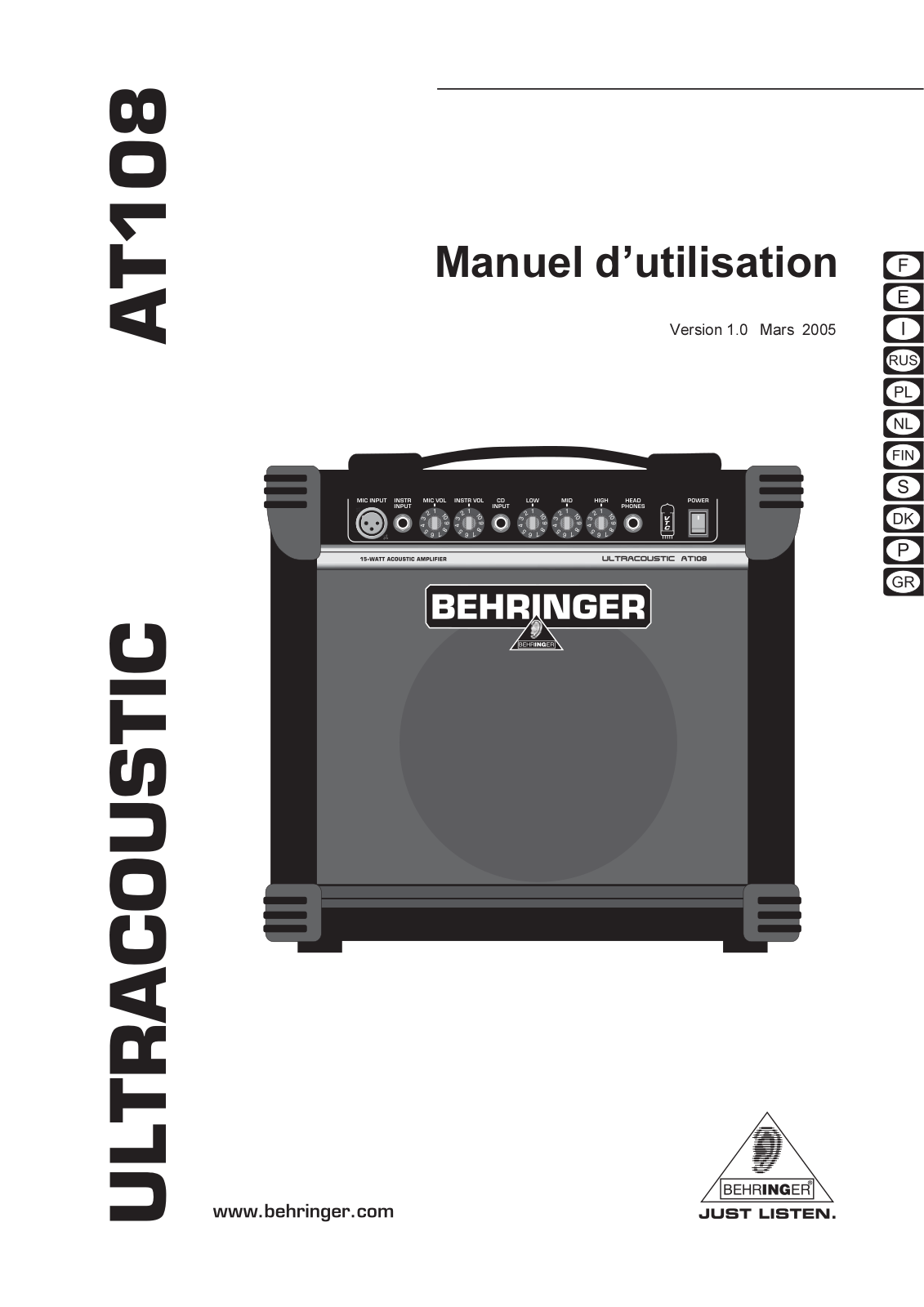 Behringer Ultracoustic AT108 User Manual