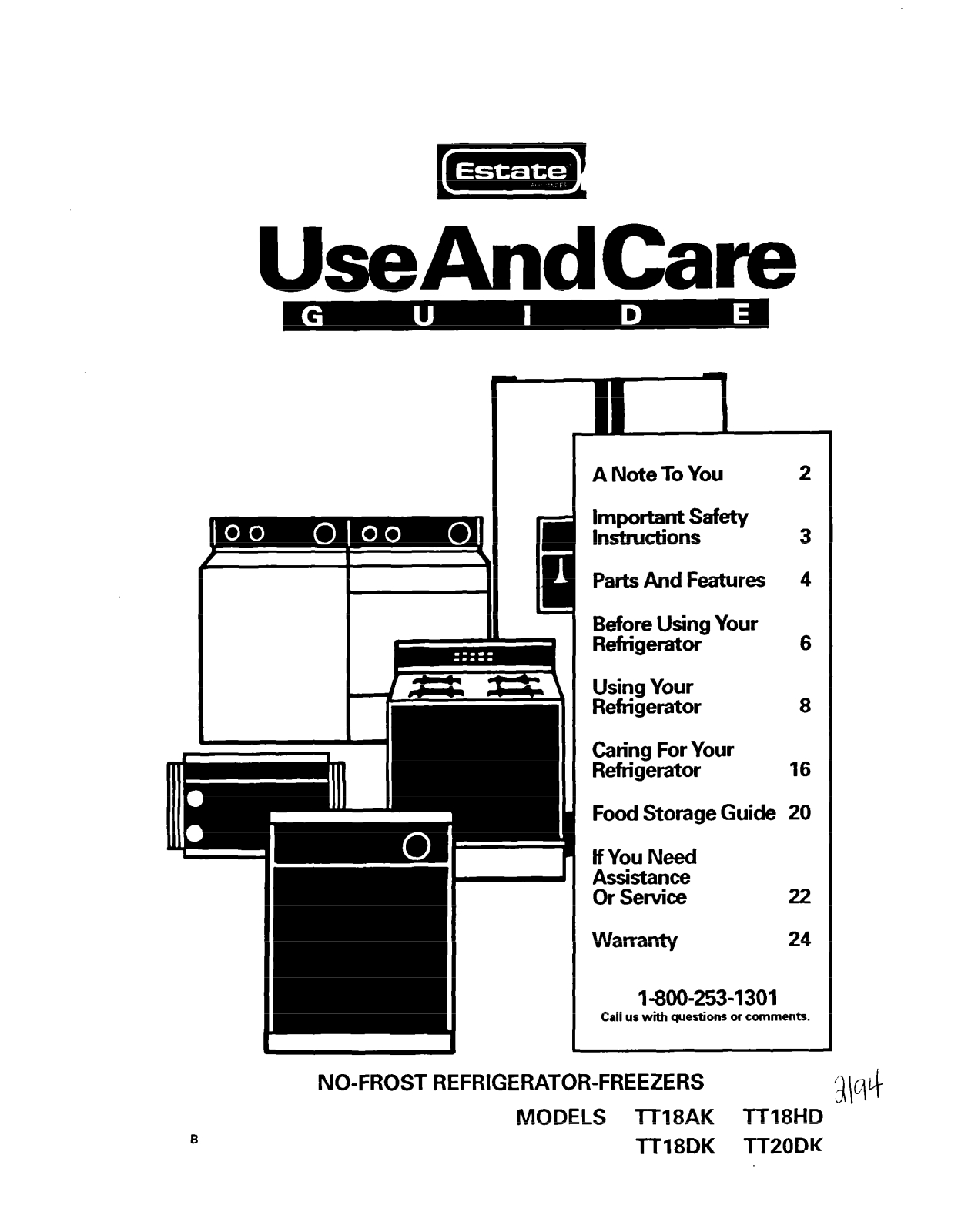 Estate TT18HD, TT18AK, TT18DK, TT20DK User Manual - ManualMachine.com
