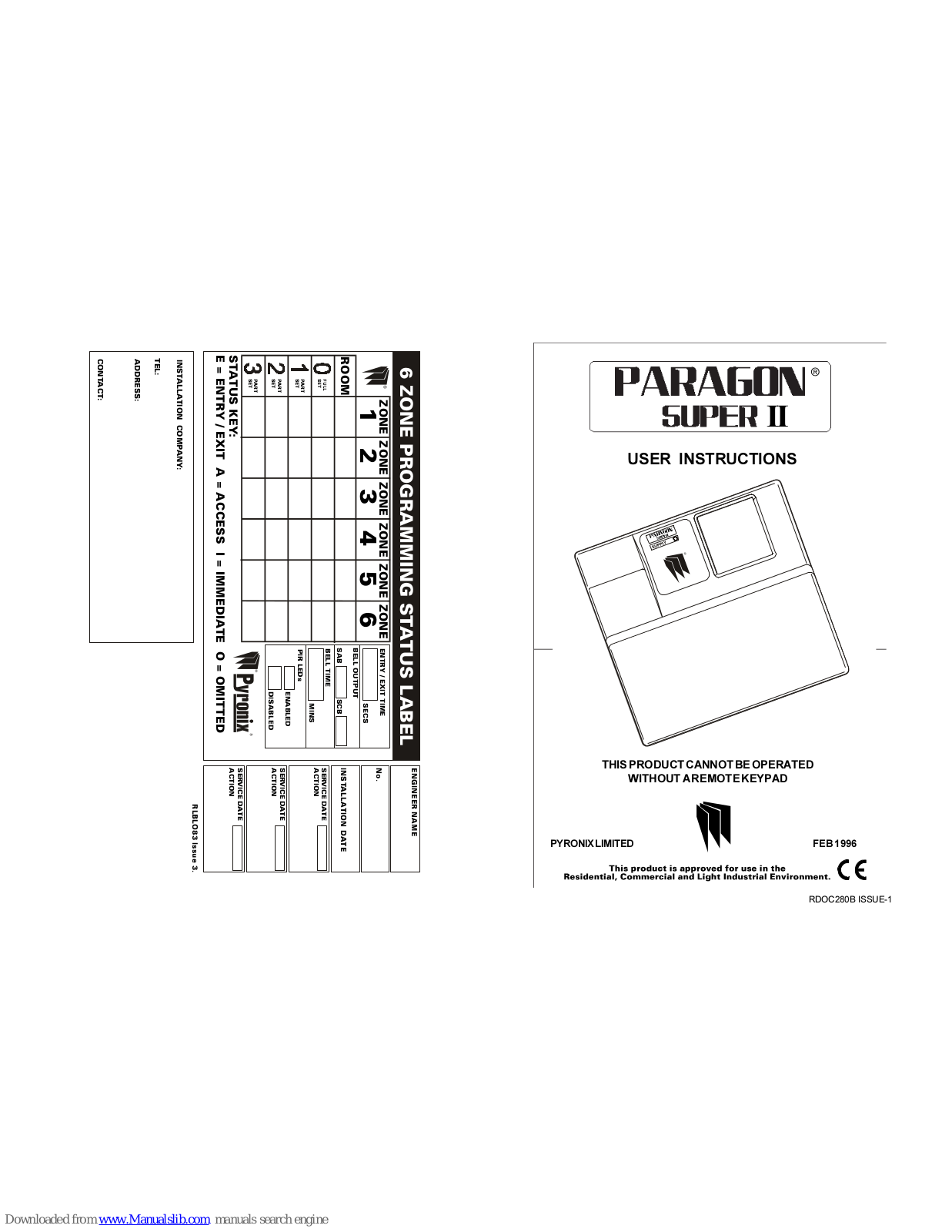 Paragon Super II User Instructions