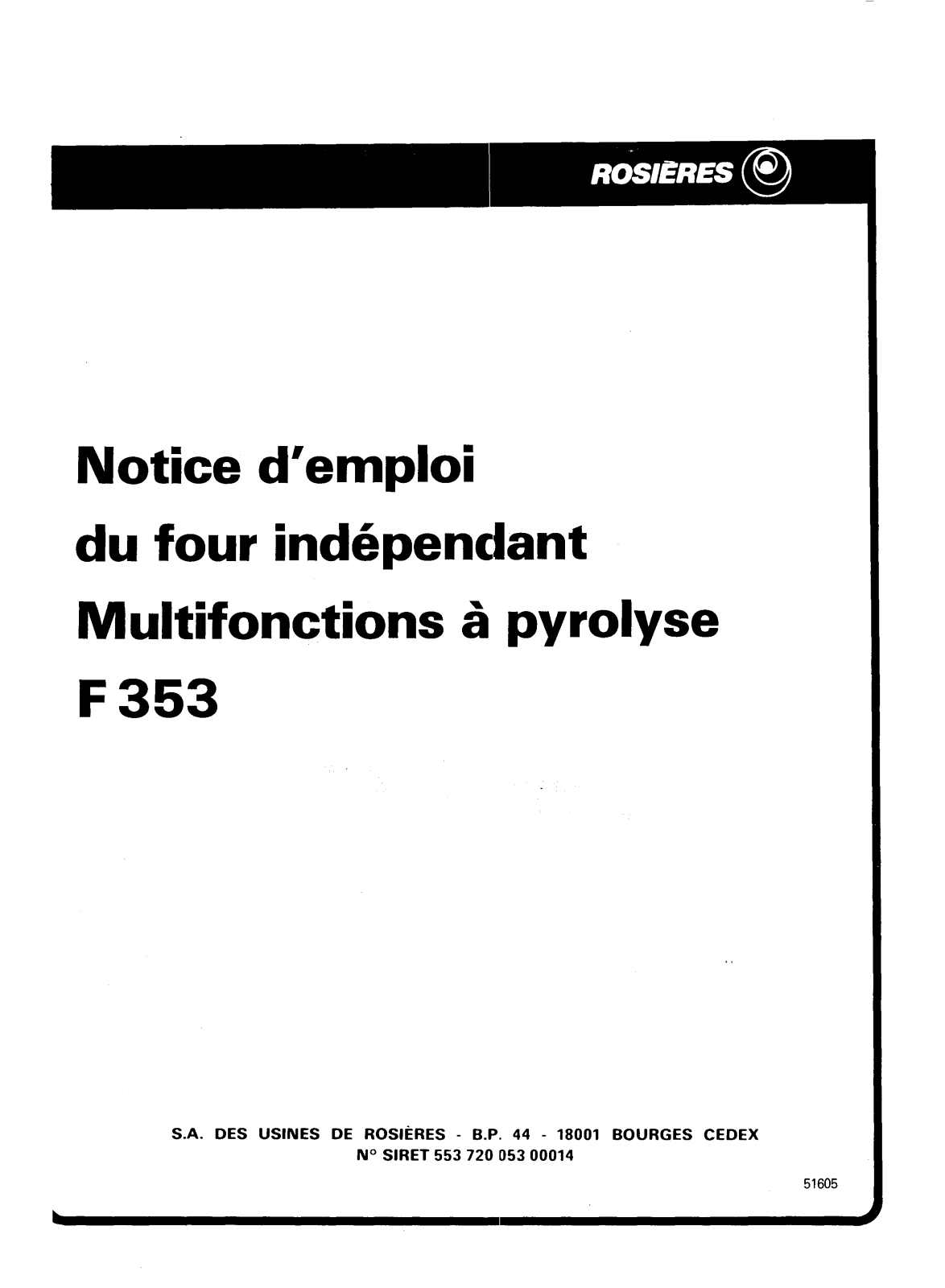 ROSIERES F 353 User Manual