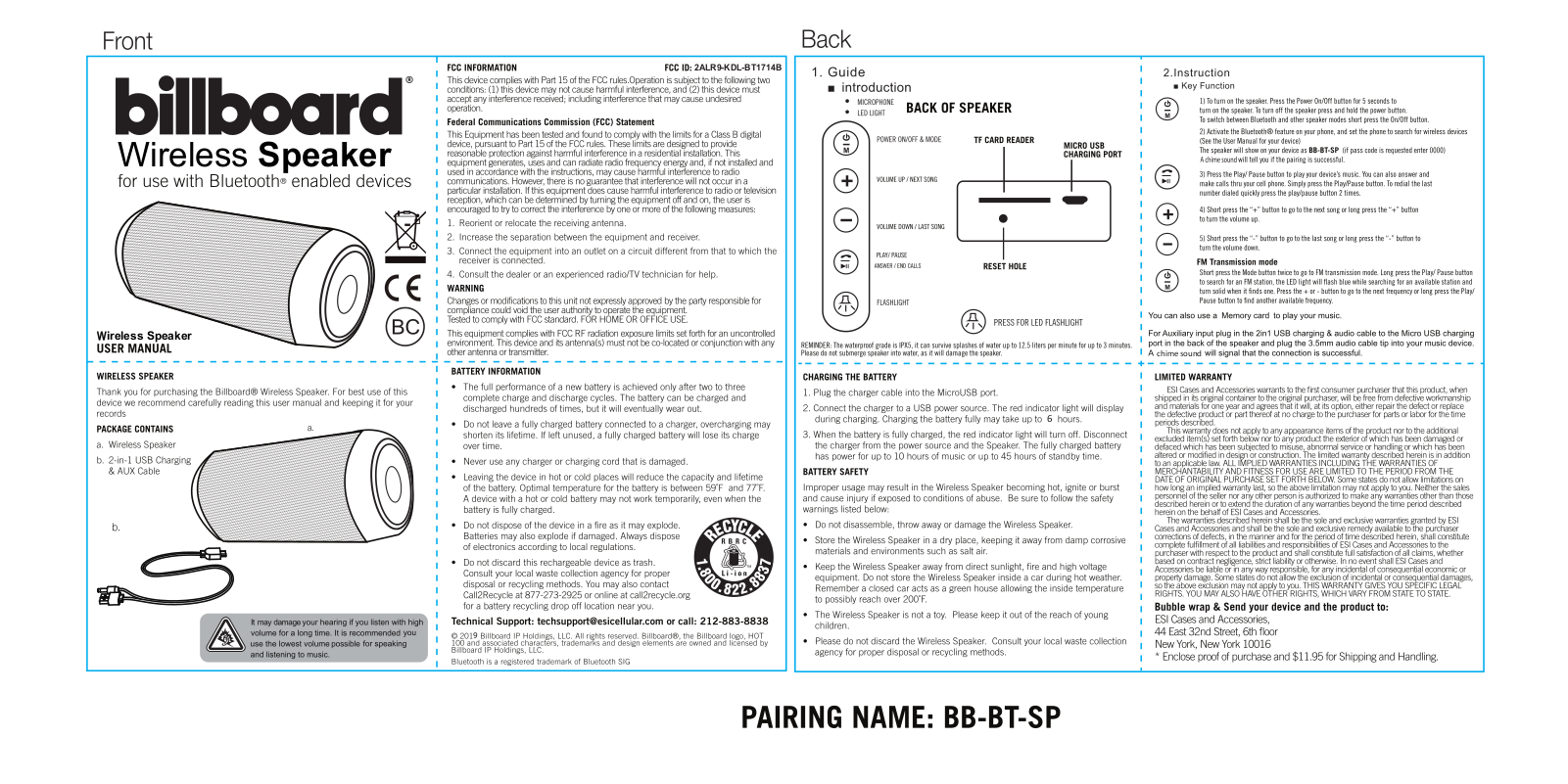 G KINDLY ELECTRONIC KDL BT1714B User Manual