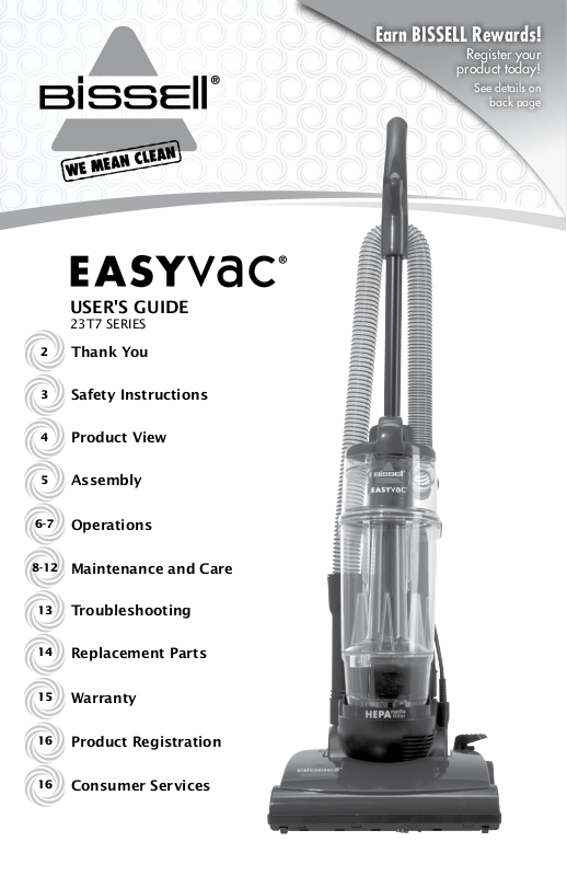 Bissell EASYVAC 23T7 User Manual