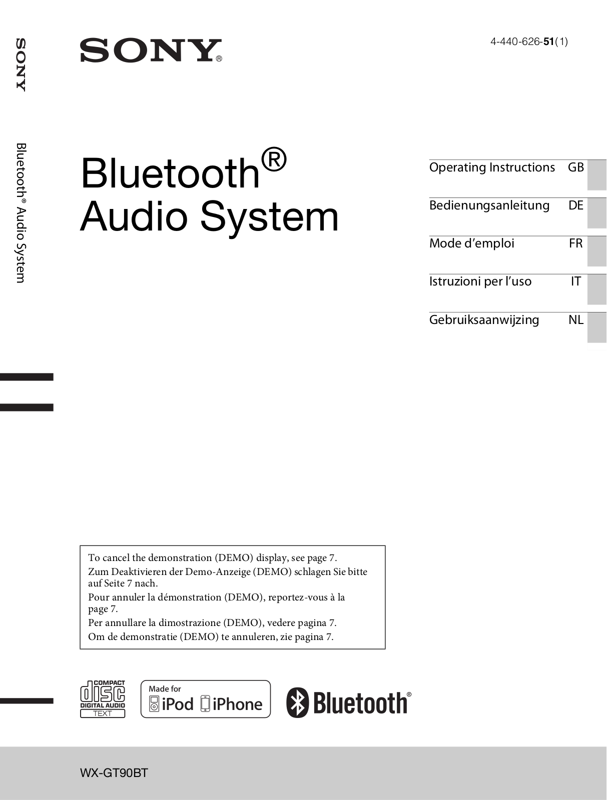 Sony WX-GT90BT User Manual